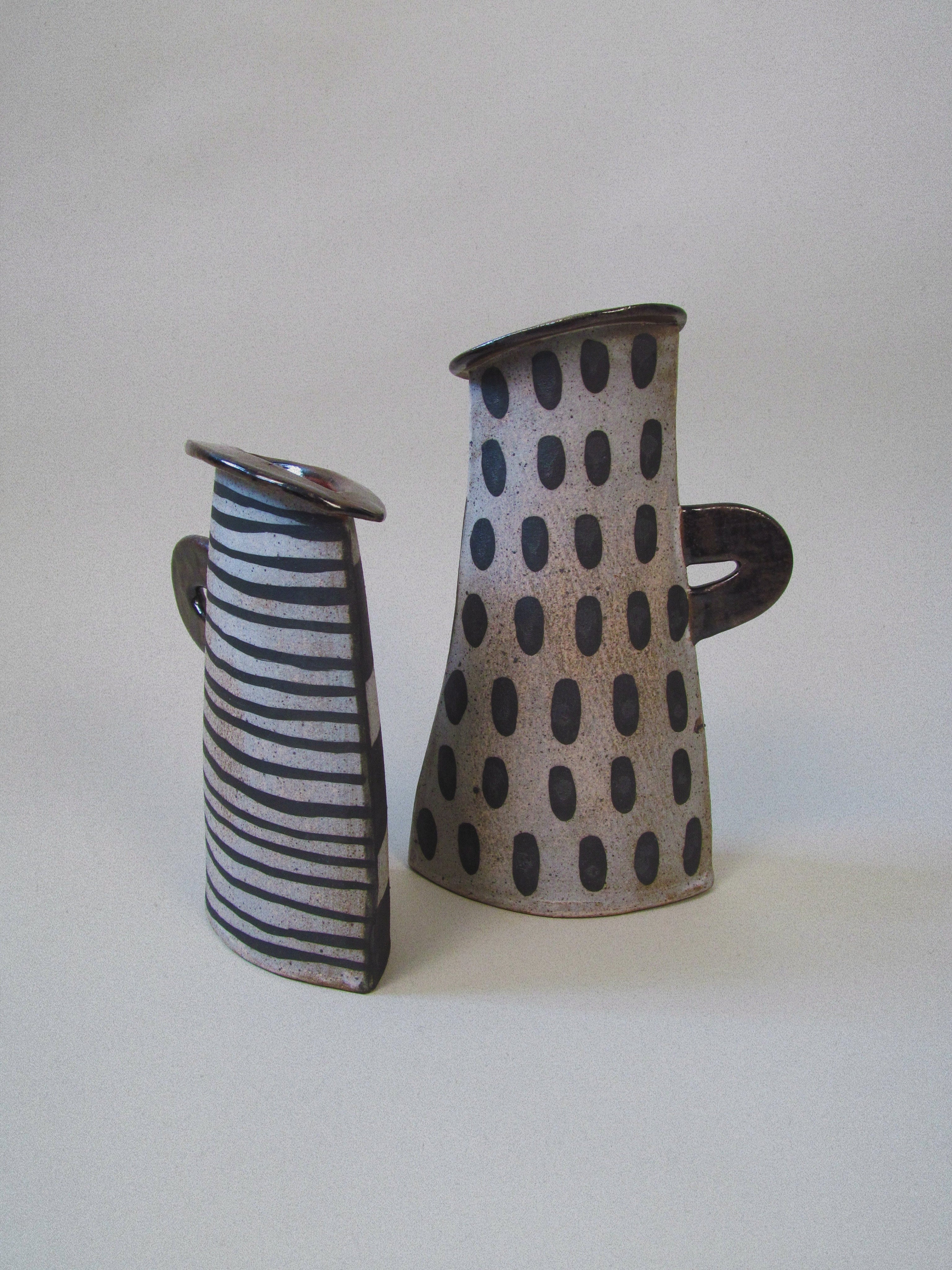 Kazuko Matthews Vases — back view showing ceramic textures and patterns