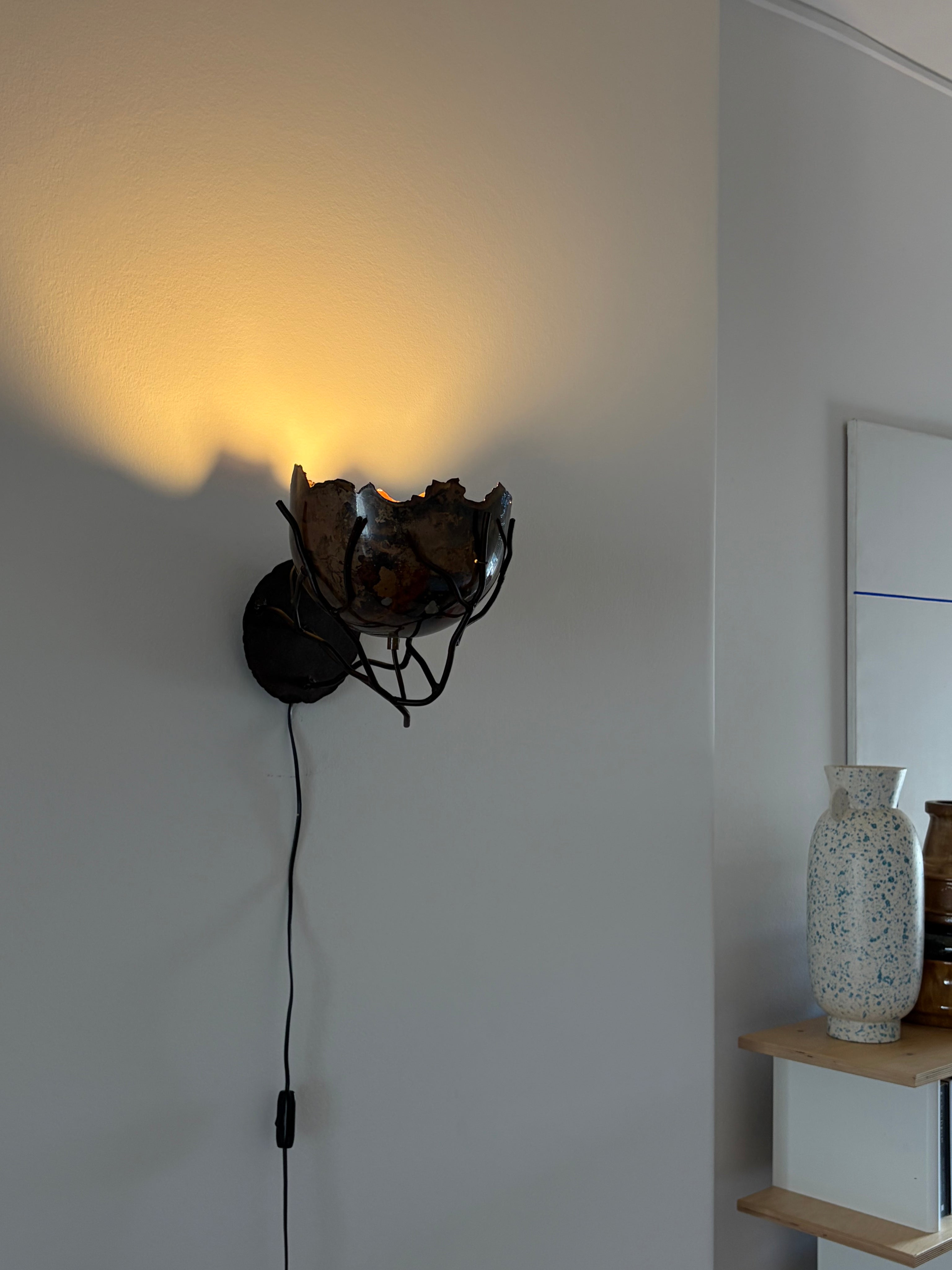 Metalwork Wall Sconce Wim Mulder Atelier The Netherlands 1980s — side angle