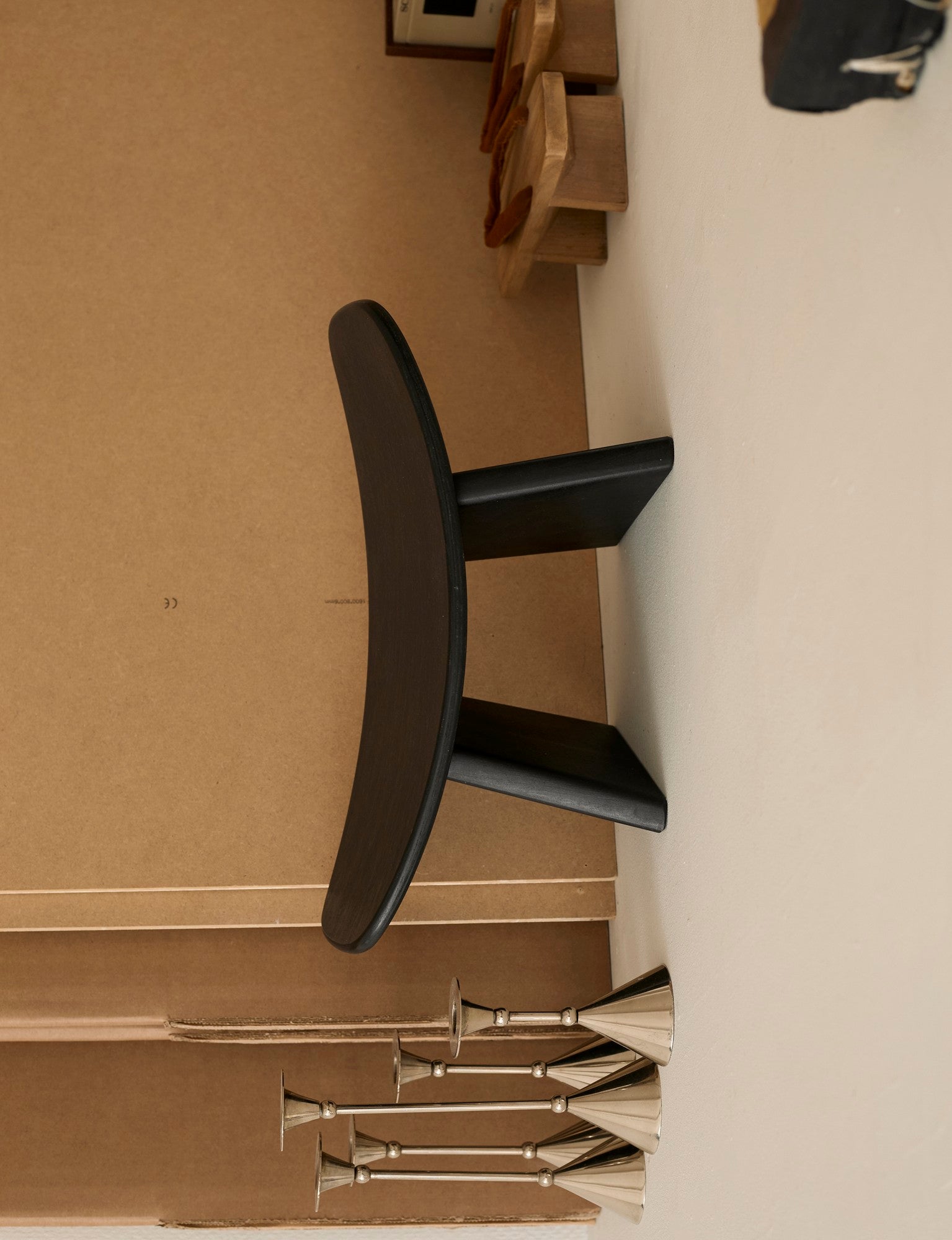 Alain Gaubert meditation stool in black solid beech, France c. 1980 — alternate view
