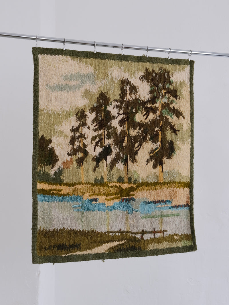 Mid-Century Landscape Wool Wall Tapestry, Poland by Veter Vintage | The Oblist — handcrafted wool, earthy tones