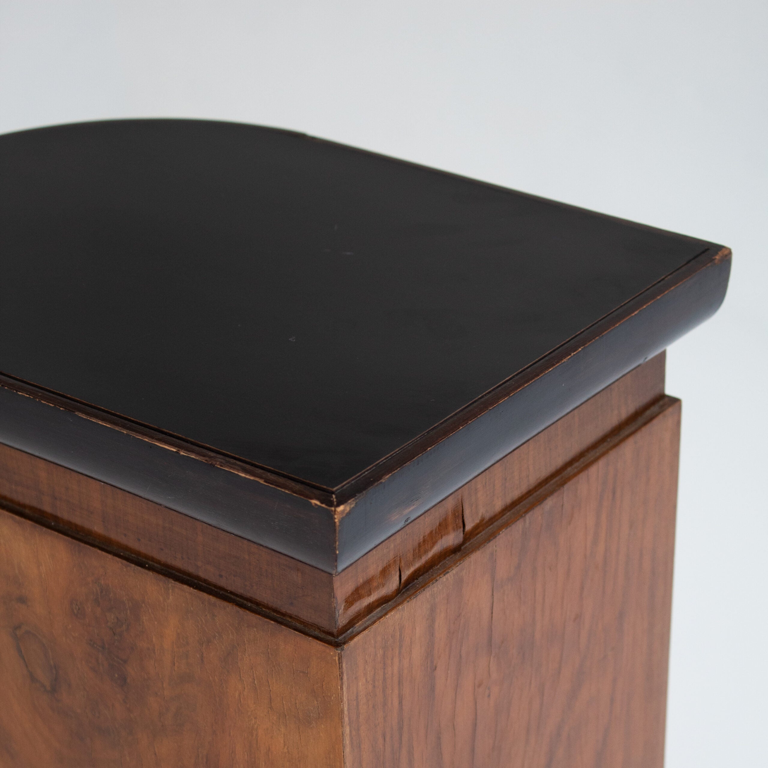French Art Deco Walnut Pedestal with Open Display Niche, 1930s — additional view