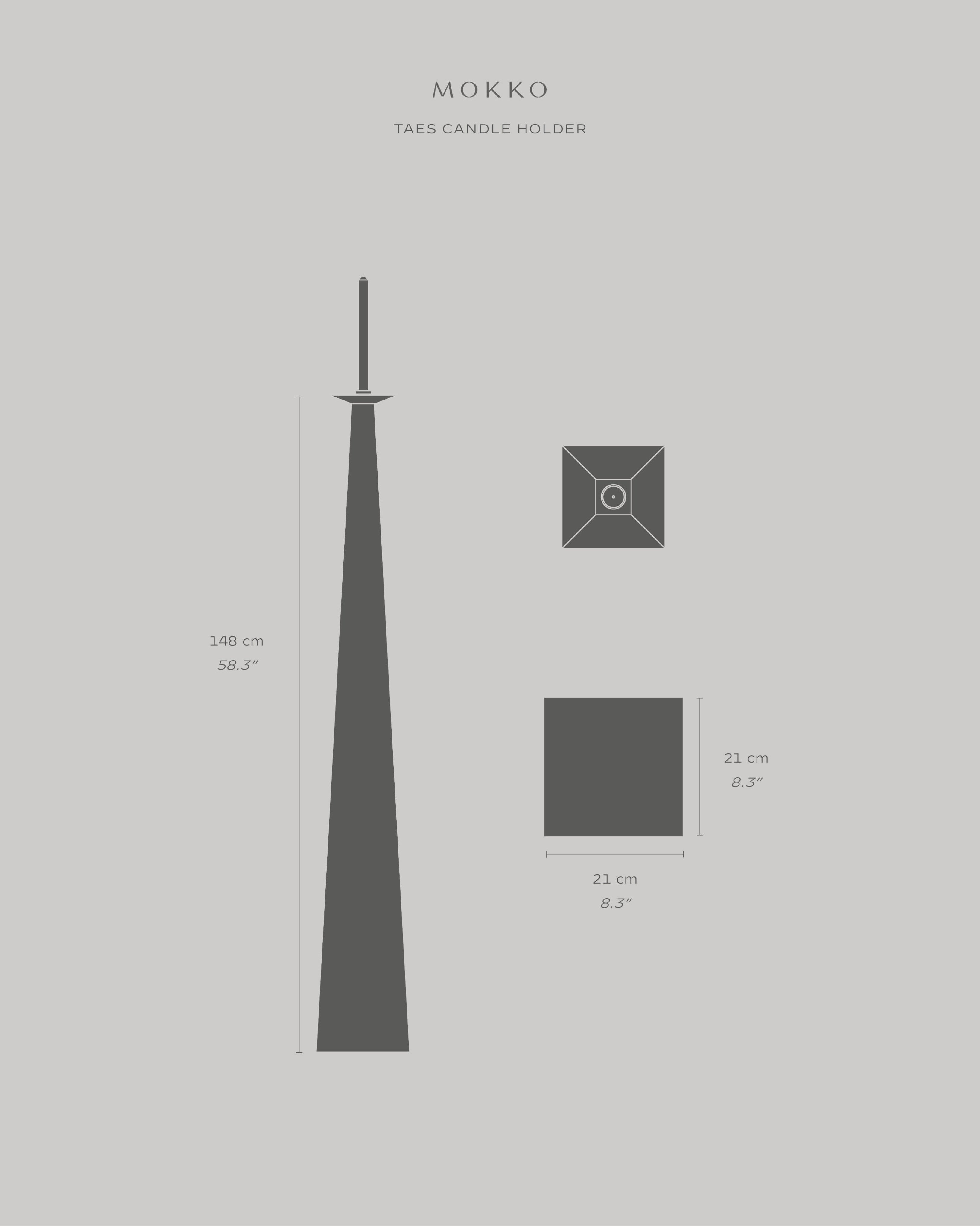 Taes Candle Holder — technical drawing with dimensions and design details