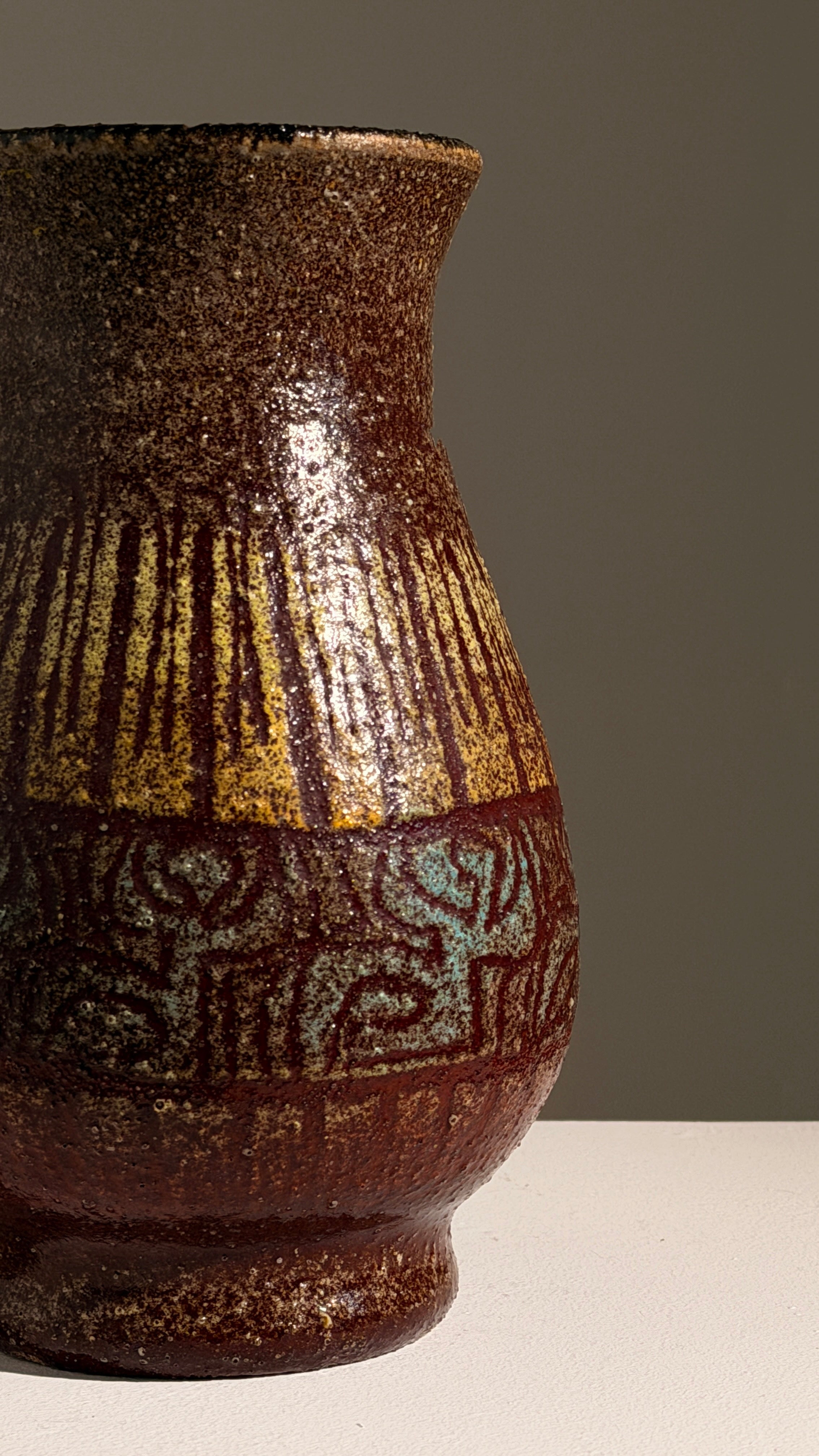 Rare ceramic vase by the Accolay potters, France, circa 1960.  — detail view