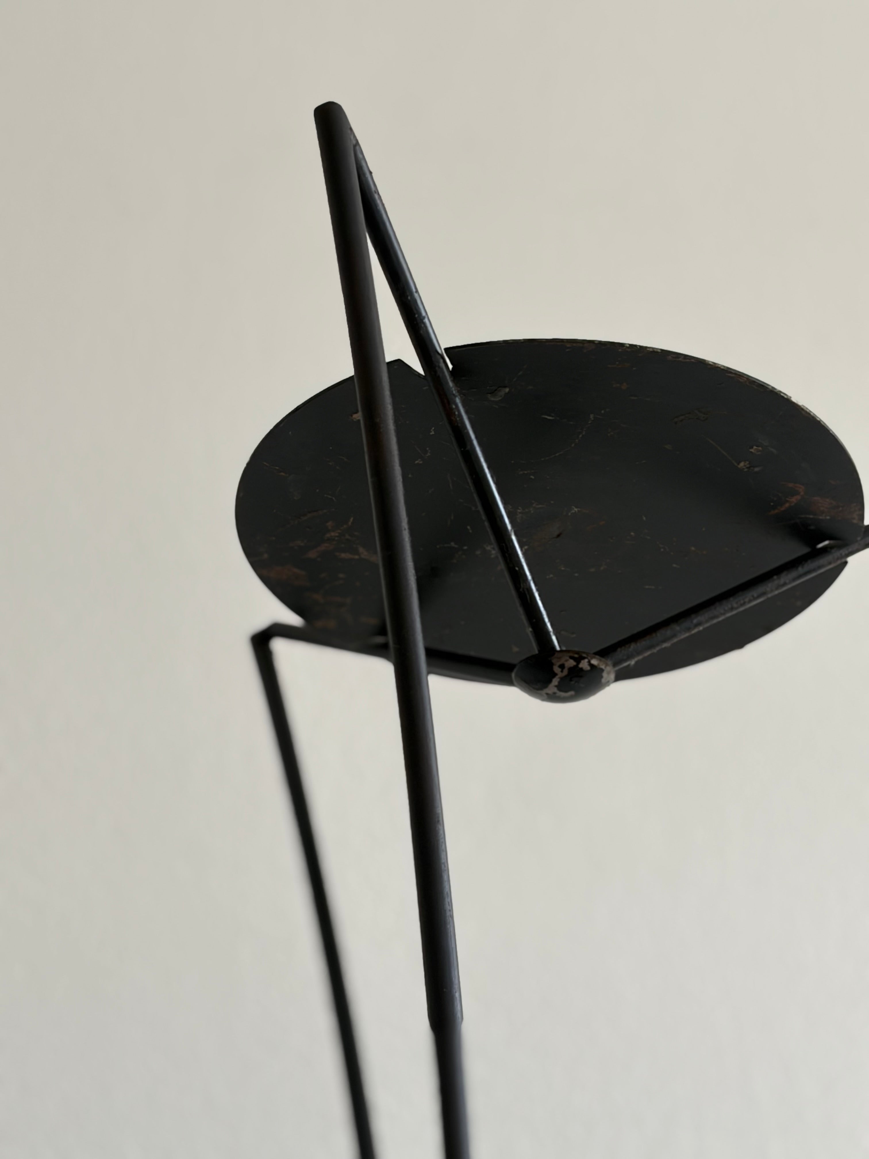 Pair of Monumental Forged Iron Floor Candleholders, Portugal, 1970s — close-up