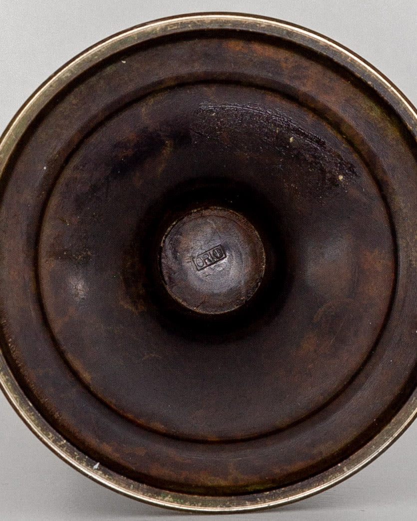 Pair of Modernist Brass and Bronze Vases — back view of bronze interior