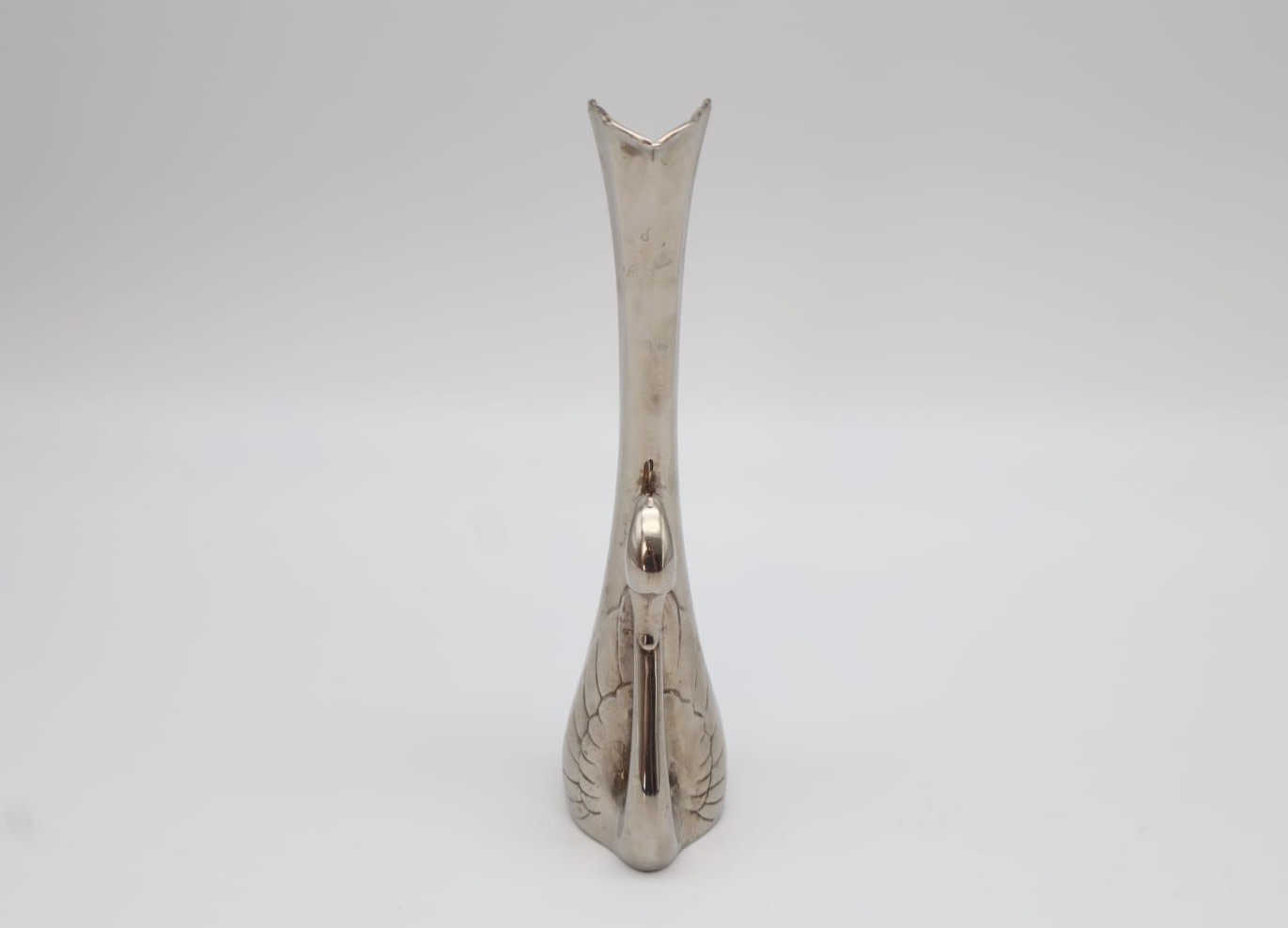 Vintage Art Deco Silver-Plated Swan Solifleur Vase (c. 1920-1930) — detail view