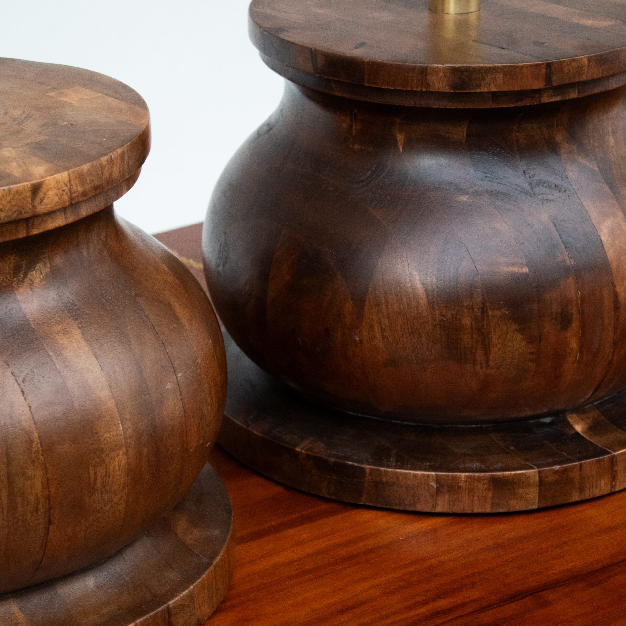 Sculptural Walnut Table Lamp — detail view