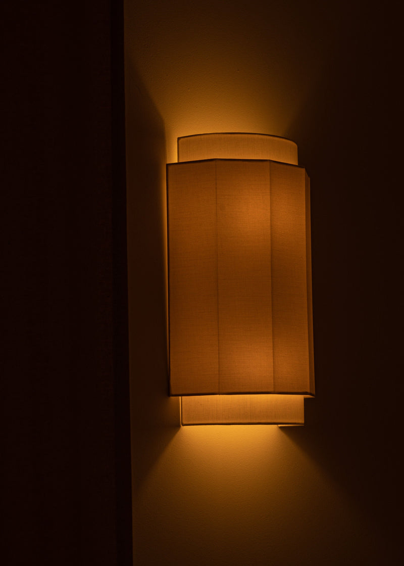 'Okla' Wall Light in Ecru Cotton — detail view