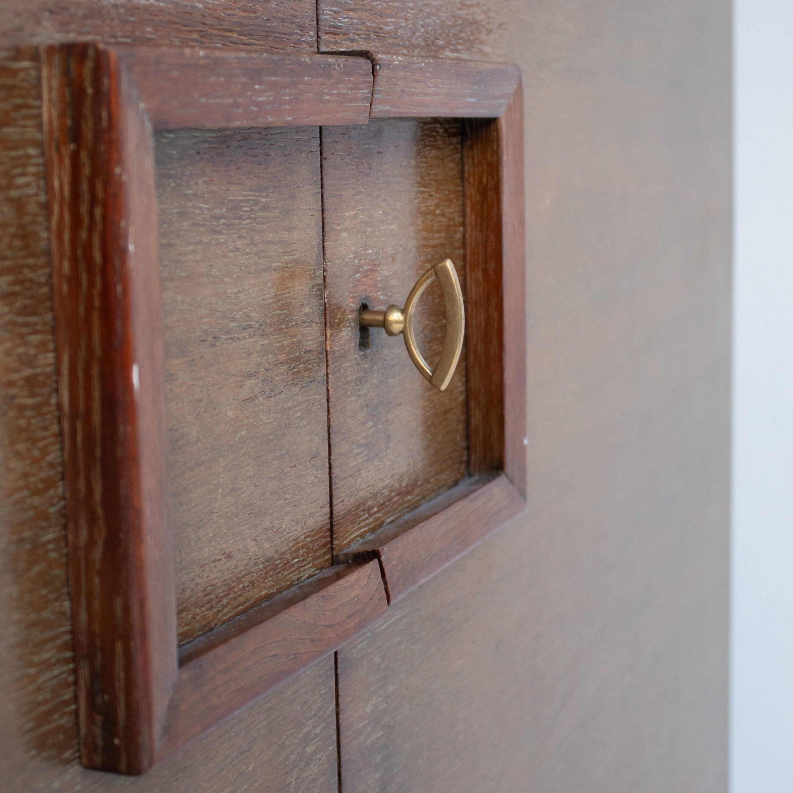 Claude Vassal Vintage Wardrobe Cabinet in Solid Oak — close-up