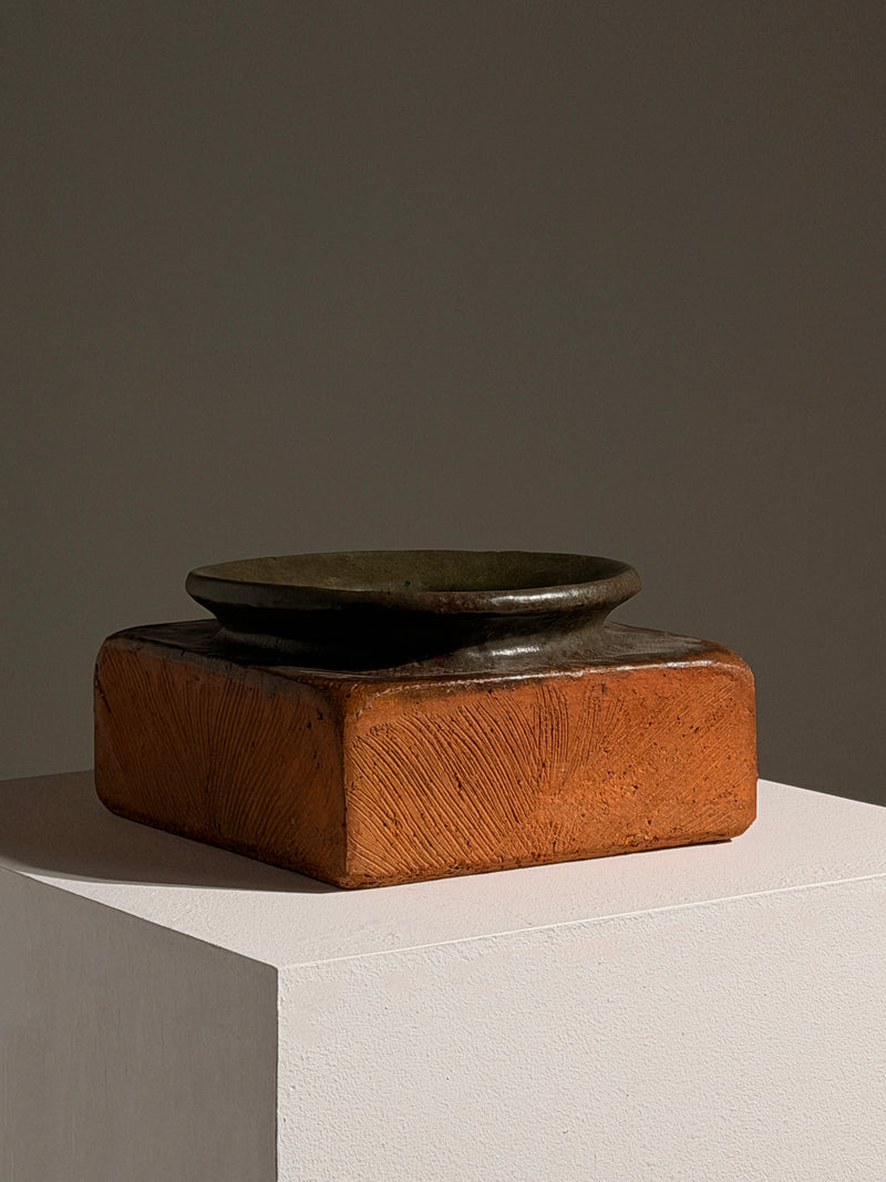 Architectural Stoneware Vase Attributed to Pierre Culot by Figuresdesign | The Oblist — handcrafted terracotta and stone