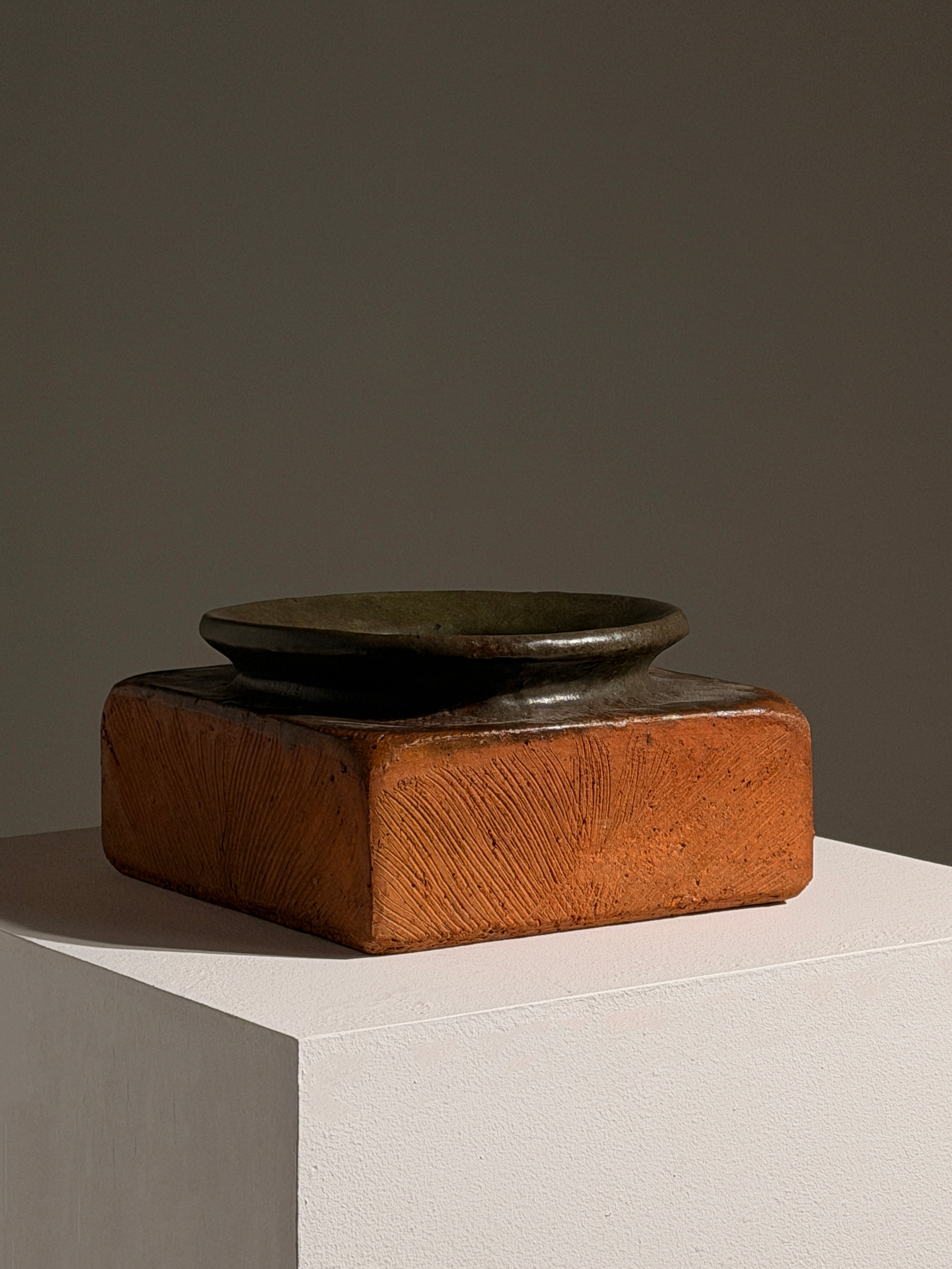 Architectural Stoneware Vase Attributed to Pierre Culot by Figuresdesign | The Oblist — handcrafted terracotta and stone