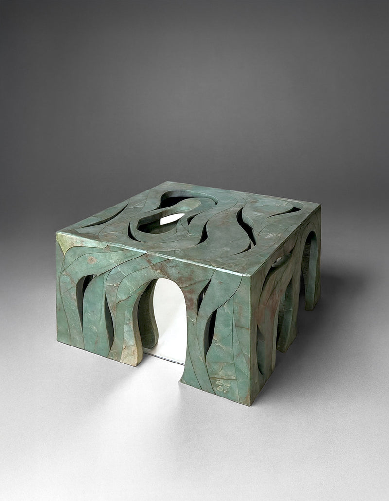 Orbis' Marble Side Table by HOMA | The Oblist — green marble, modern design