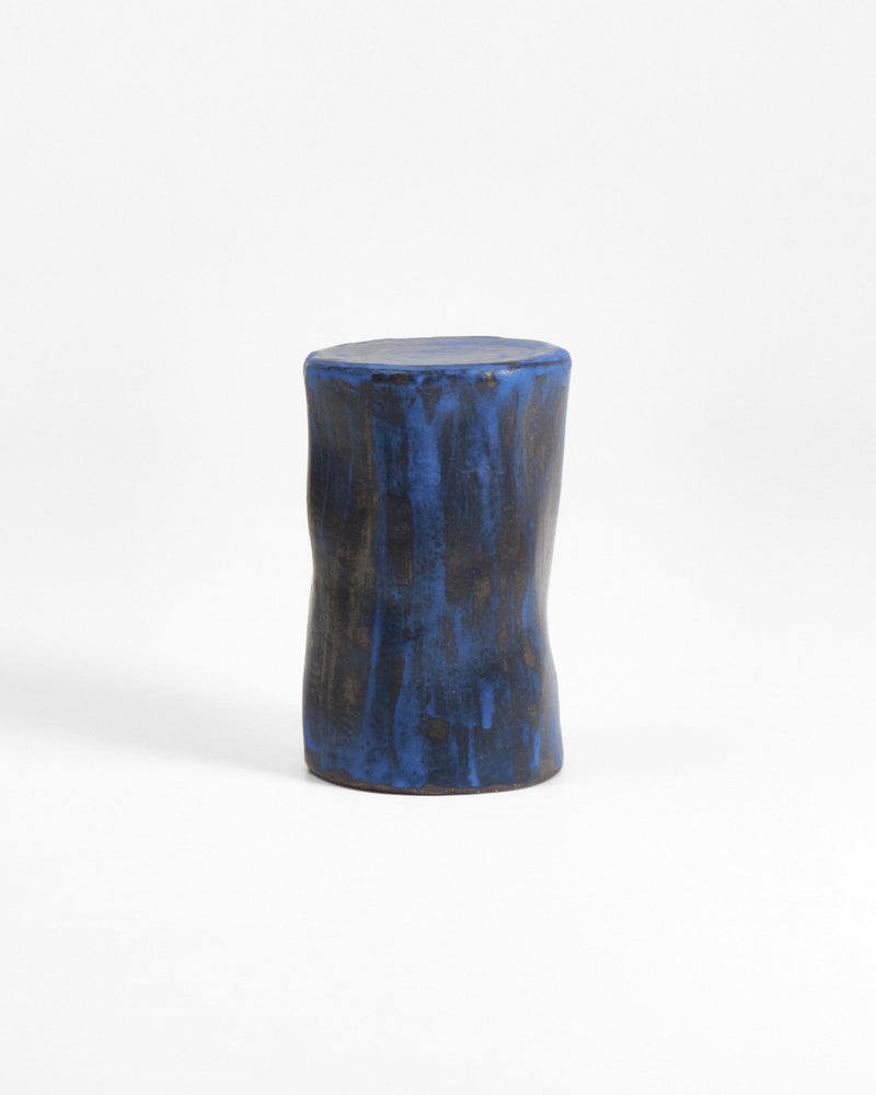 Small Ceramic Side Table — close-up of textured blue surface