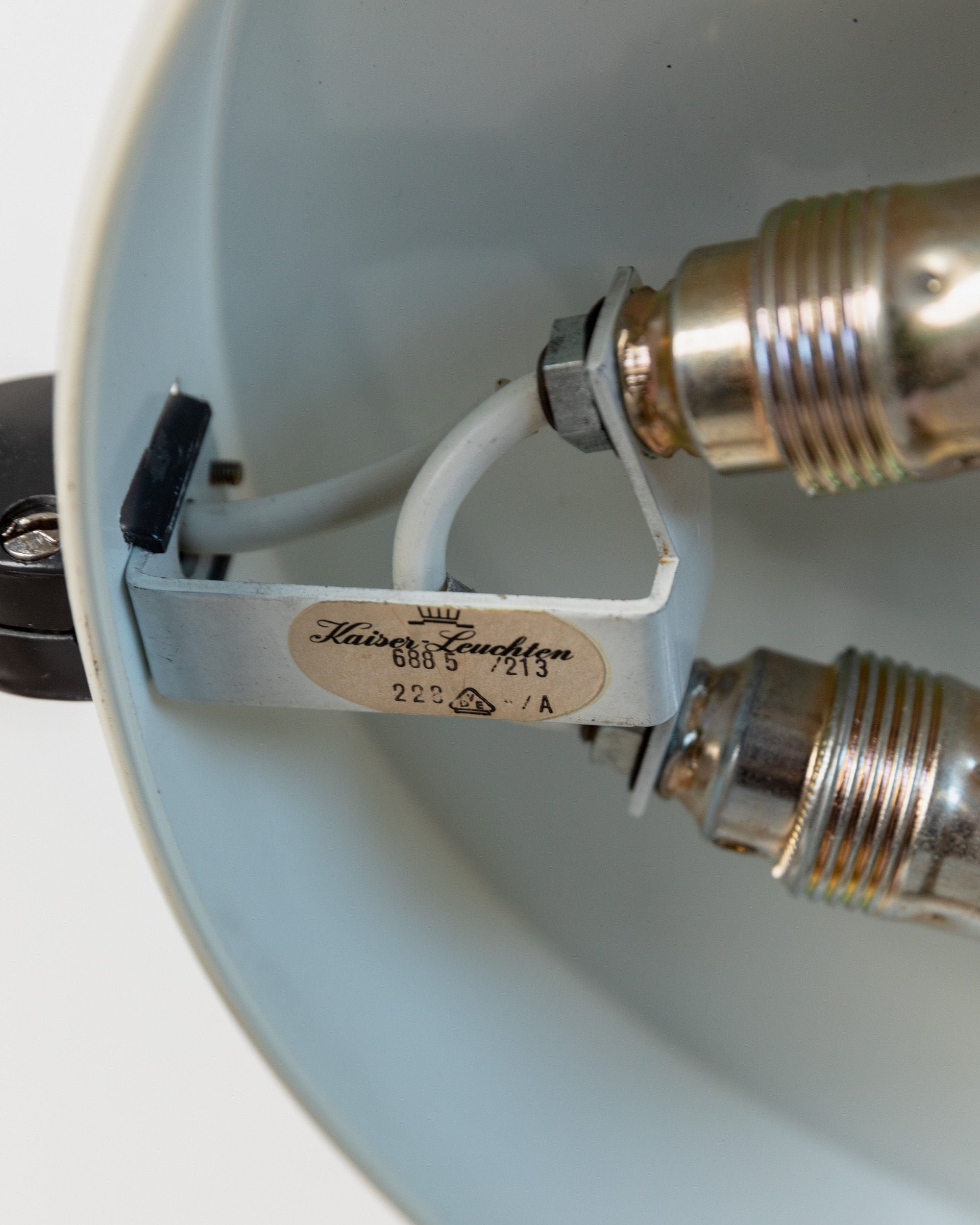 Table Lamp by Kaiser Idell, 1960s — close-up of metal socket and wiring