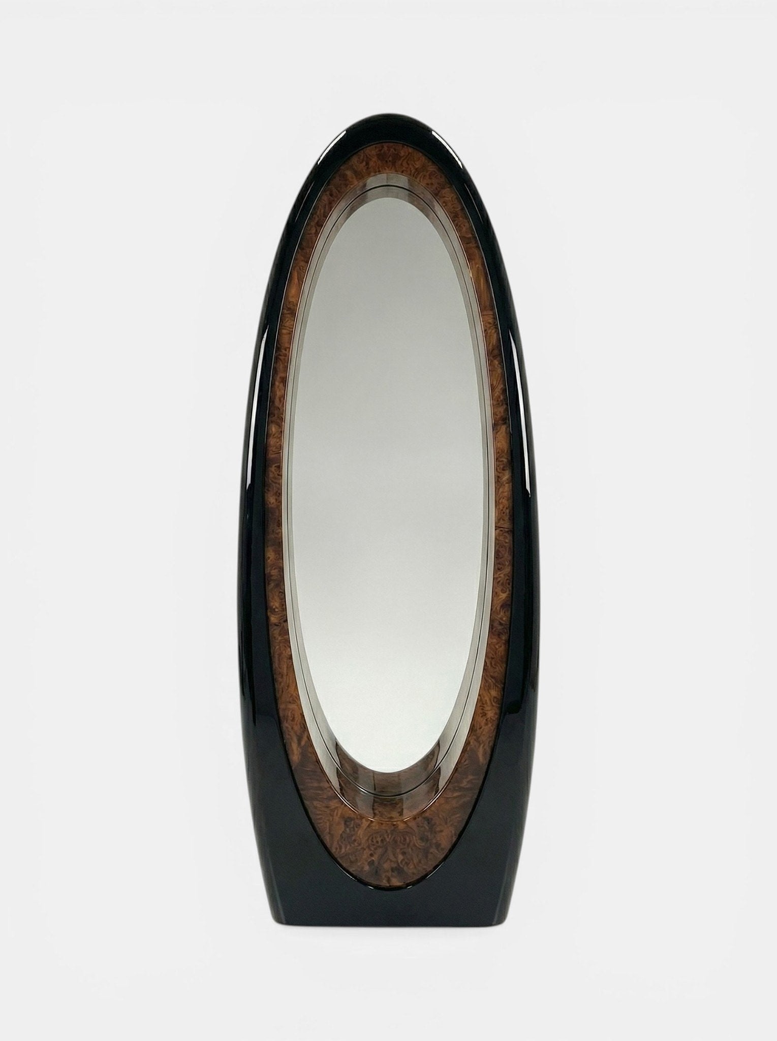 Harch Black And Burl Wood Mirror — detail view