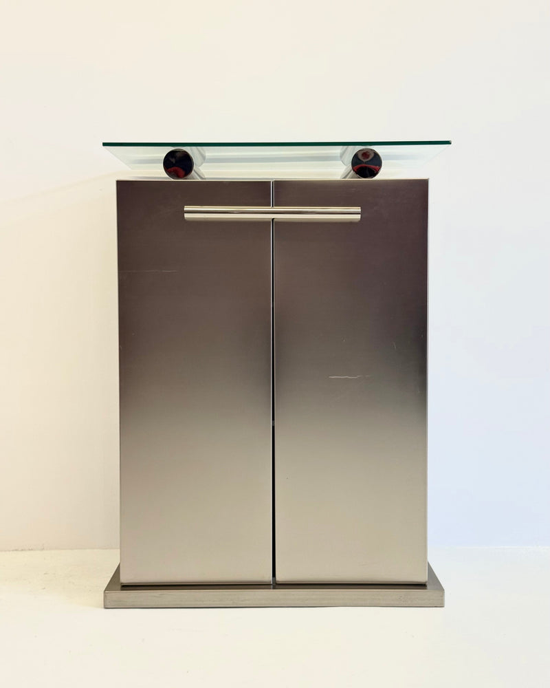 Postmodern aluminum bar cabinet from Belgochrom — in context