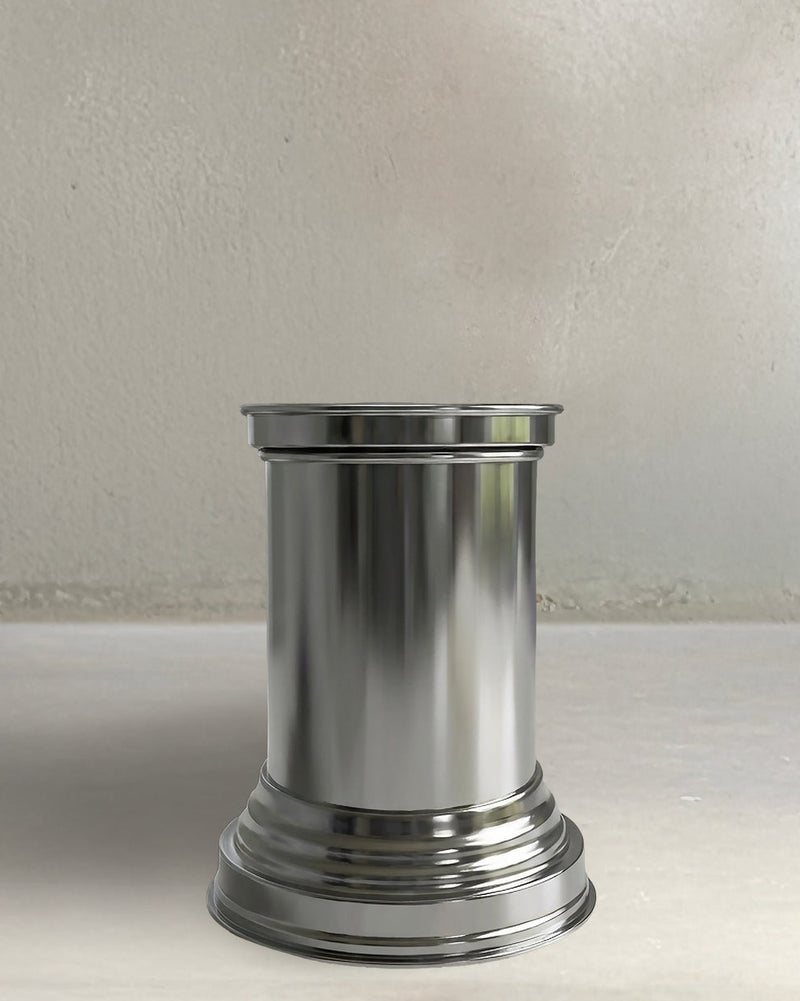 Metal and Aluminum Coffee Table by CASPAL | The Oblist — polished silver finish