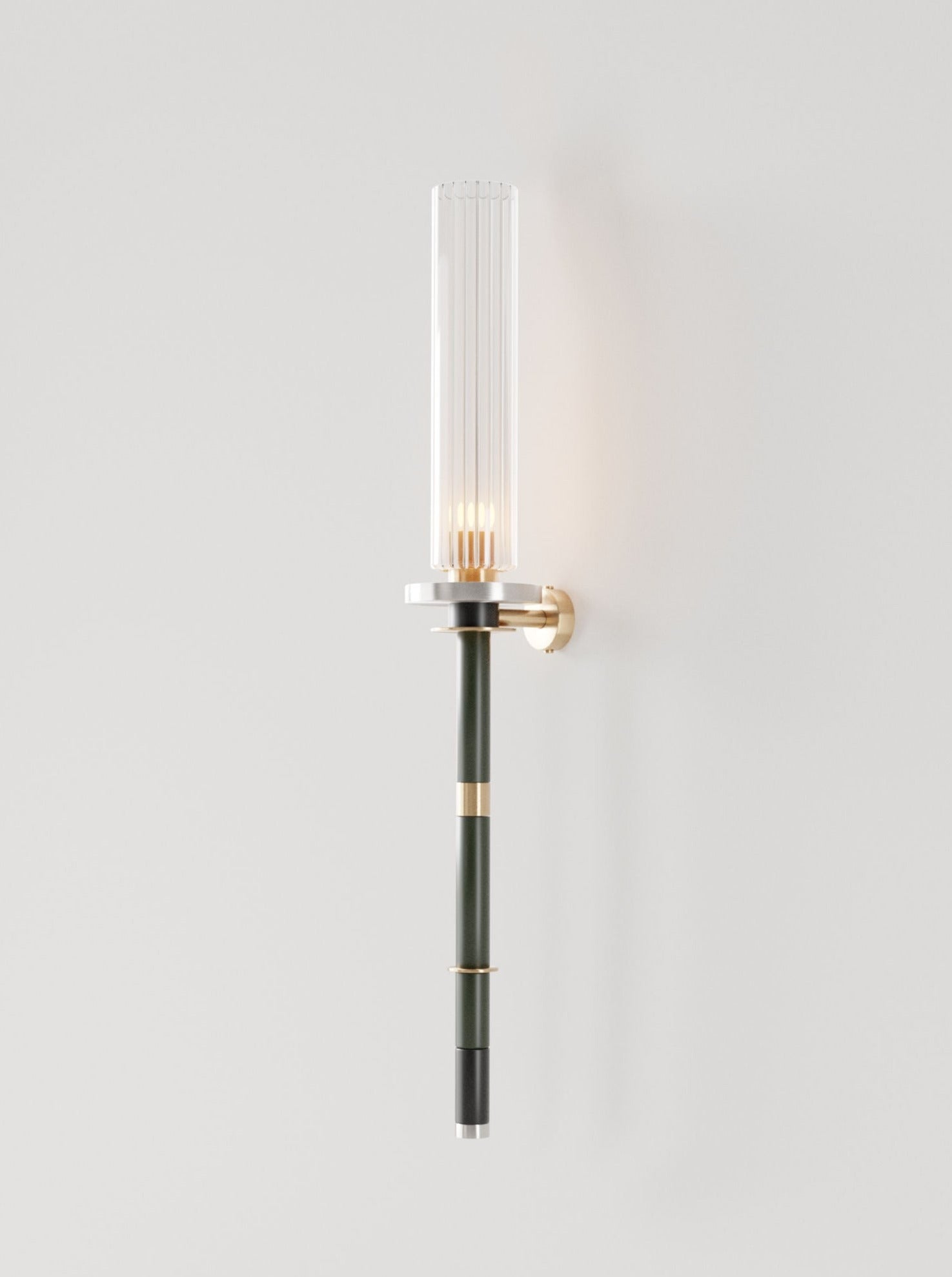 Torca Wall Light — close-up of green metal and glass design