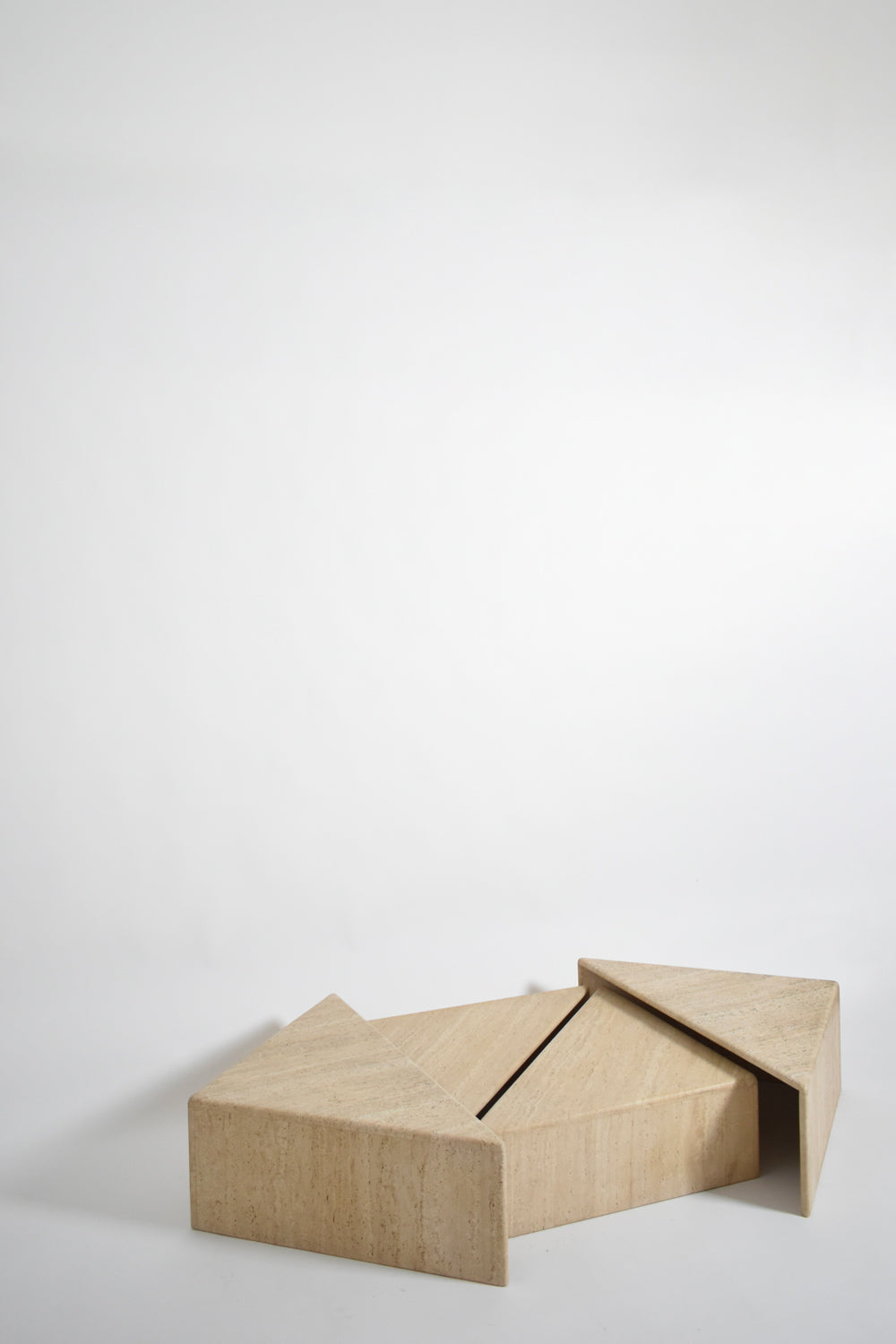 Travertine modular coffee table, 1970s — lifestyle setting