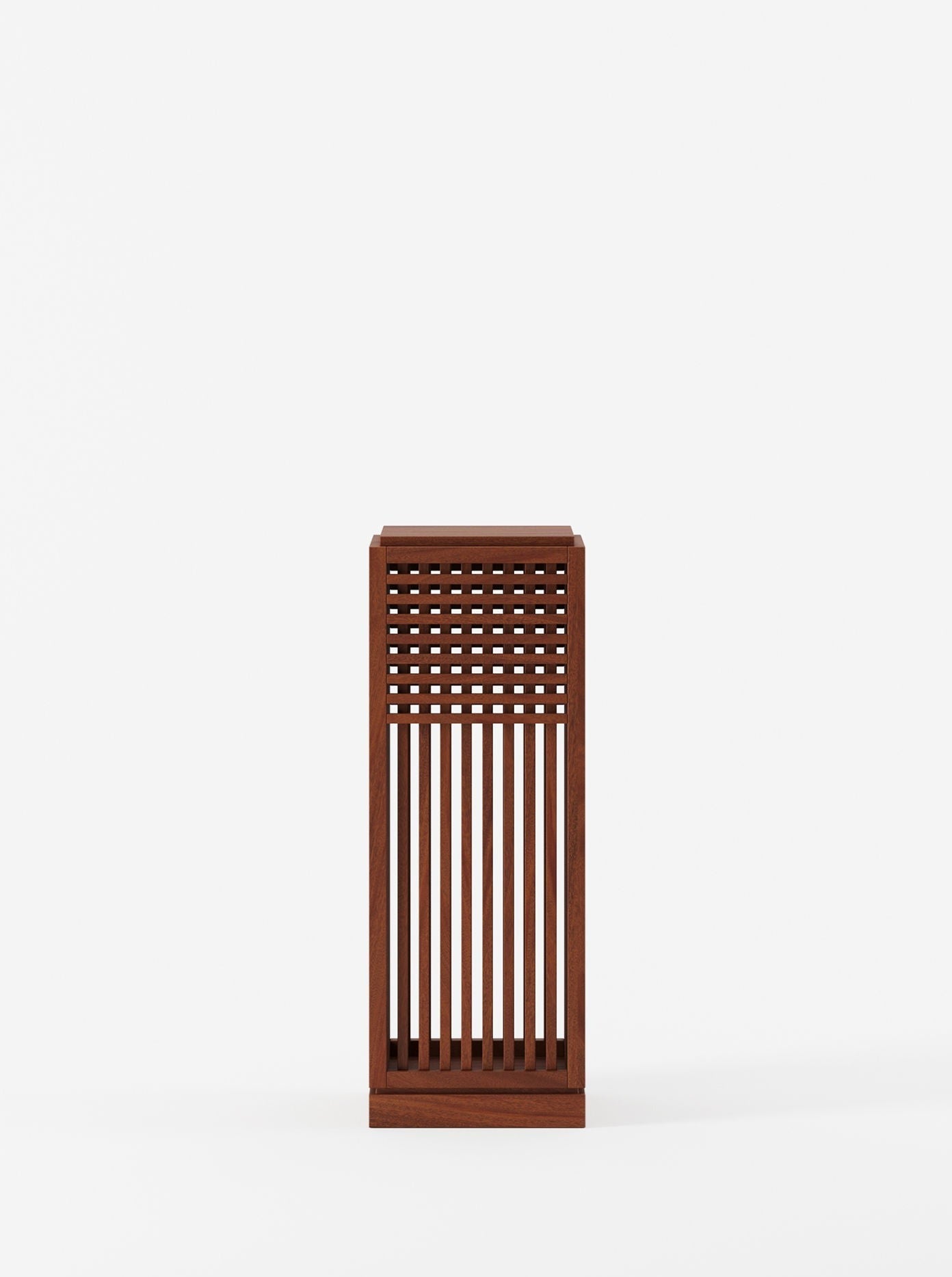 Riviera Plinth Medium in Oiled African Mahogany — close-up