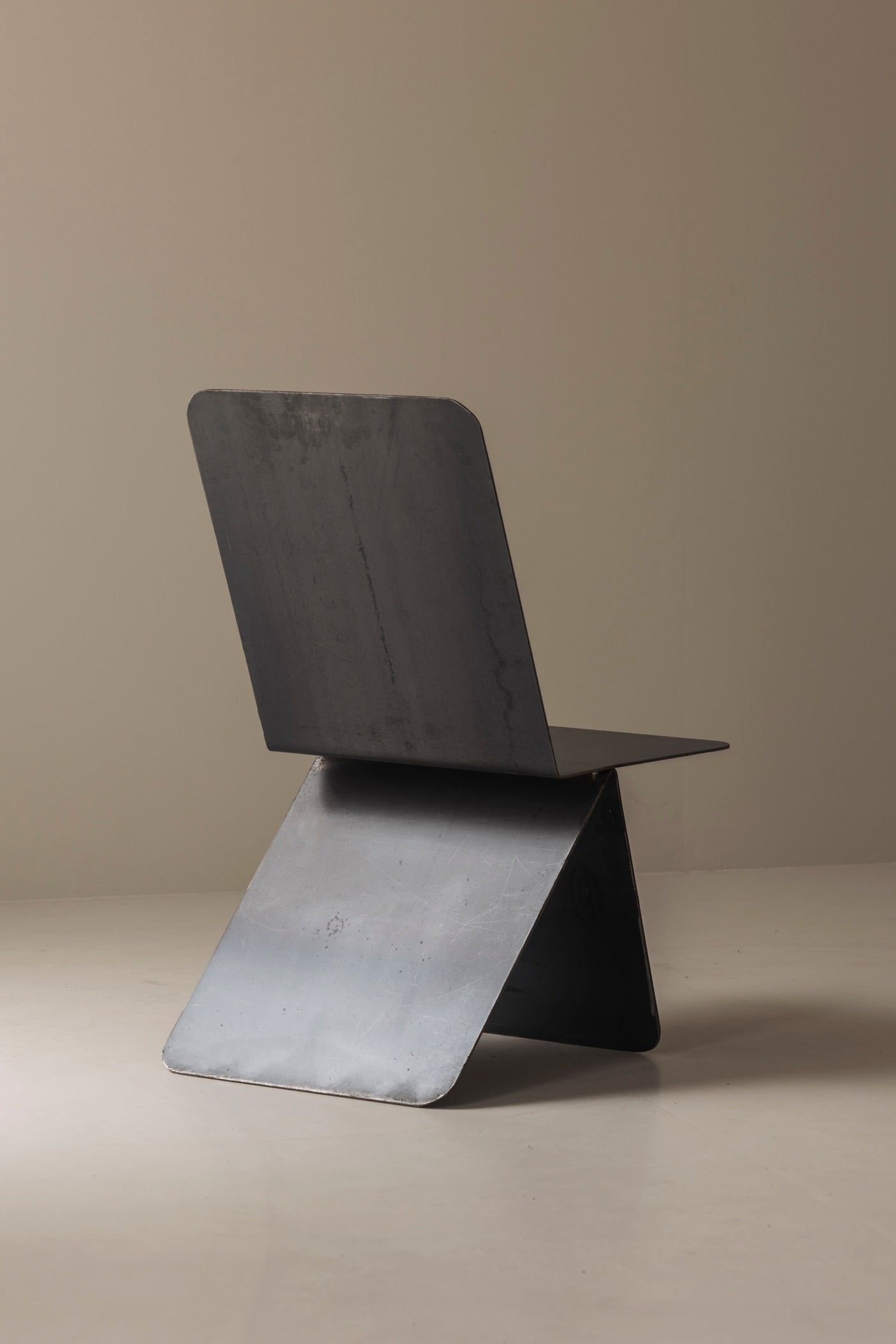 Prototype Modernist Architectural Side Chair, 1980s — angled view of metal structure