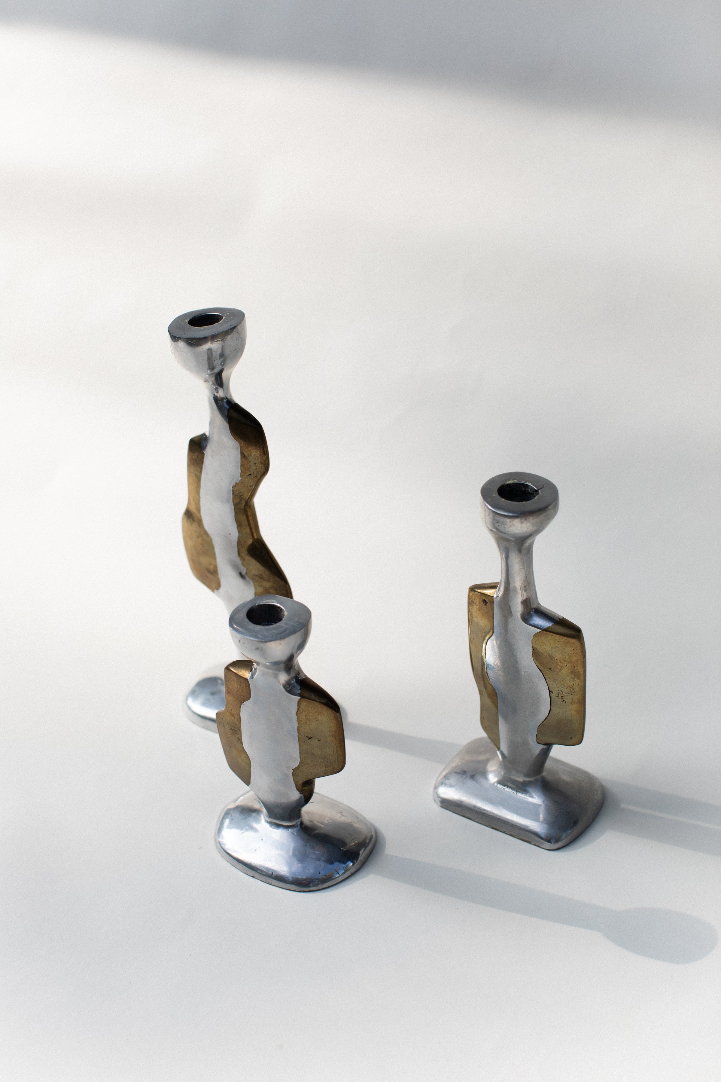 Three Brutalist Candleholders