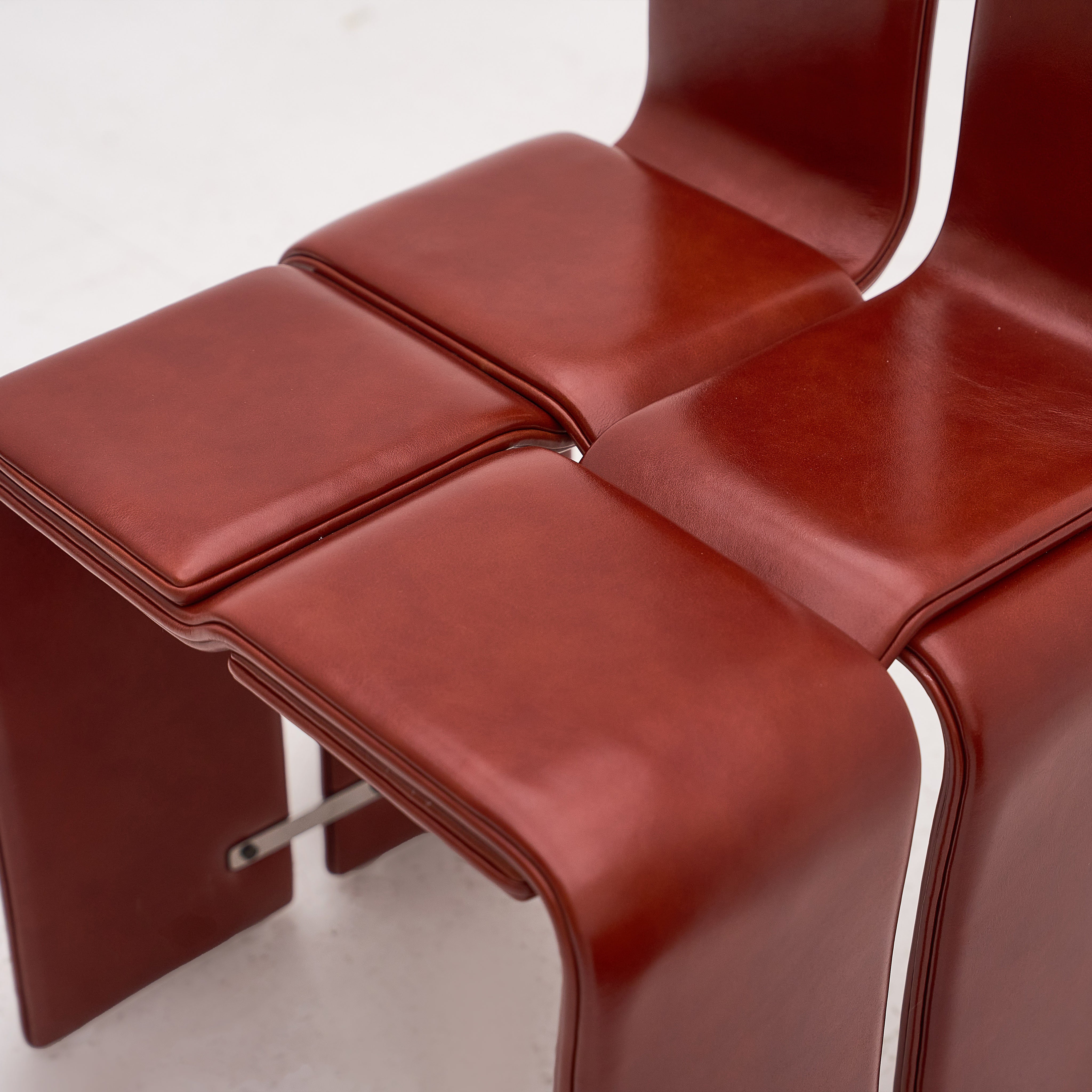 Weaving Chair - Leather — close-up of rich brown leather seat