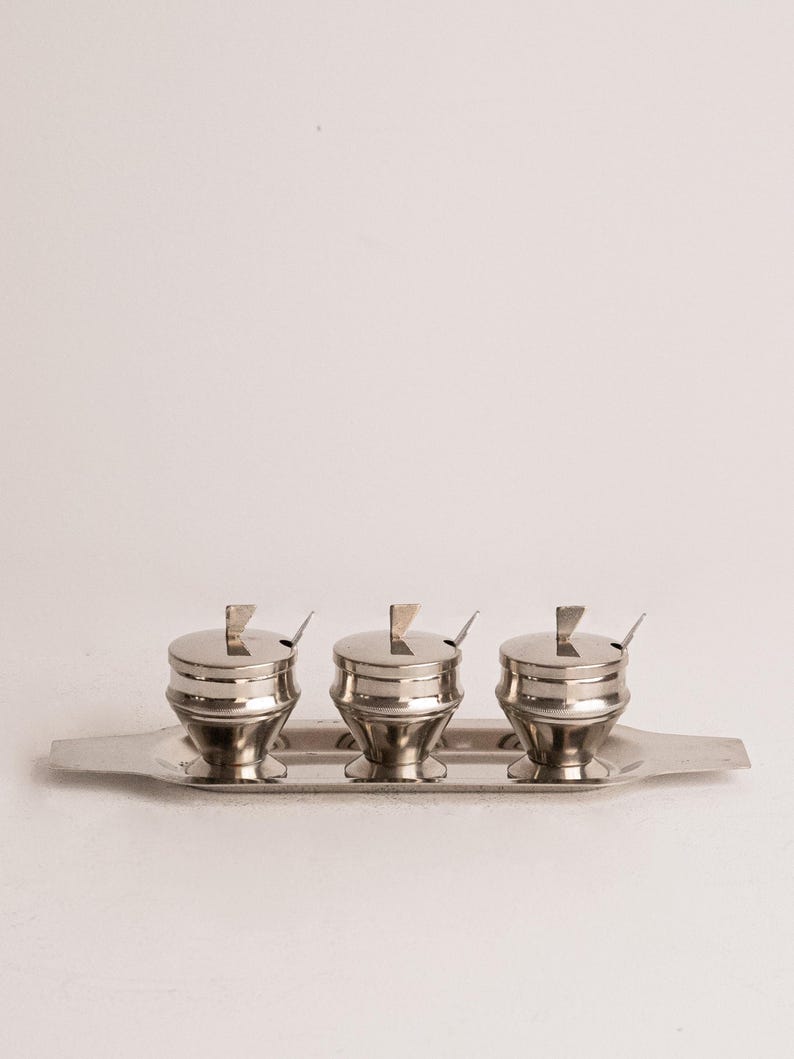Vintage Polish Metal Condiment Set: Mid-century Kitchenware by Studio Ecubed | The Oblist