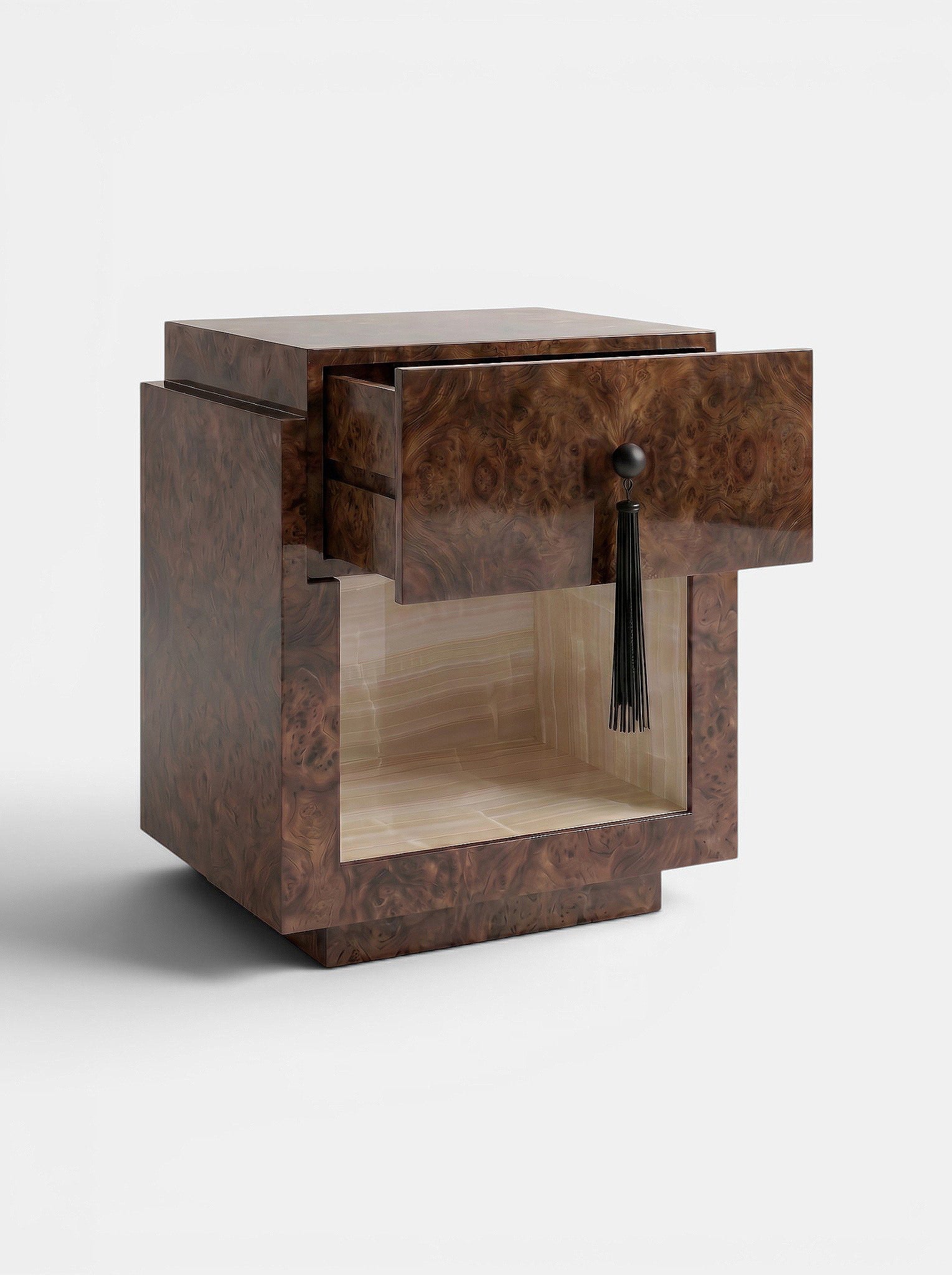 Leo Dark Burl Wood And Vanilla Onyx — detail view