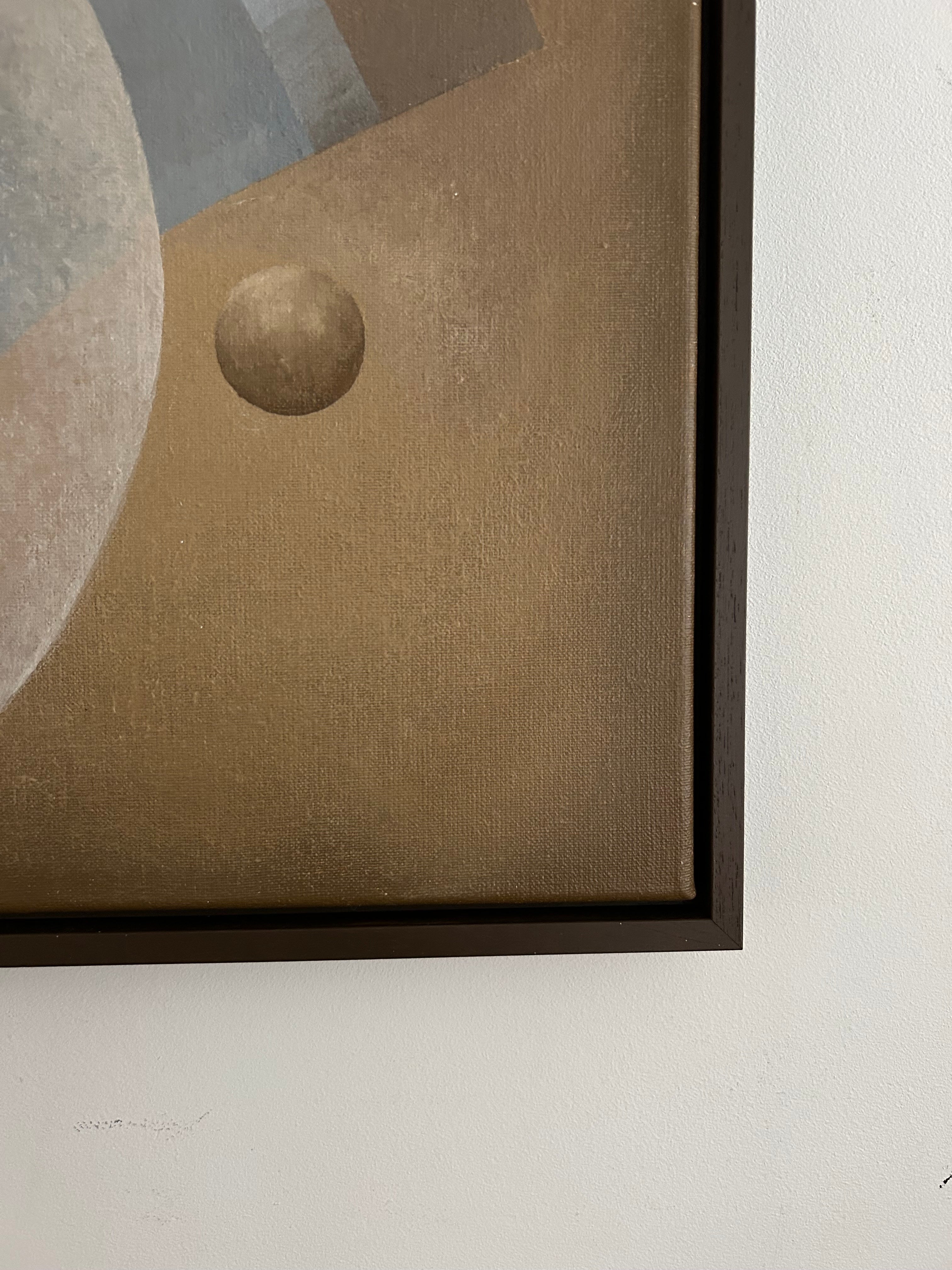 Presence Painting — top view showing textured canvas and wooden frame