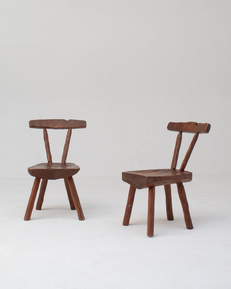 Pair of Vintage Brutalist Oak Chairs by Malata Antwerp | The Oblist