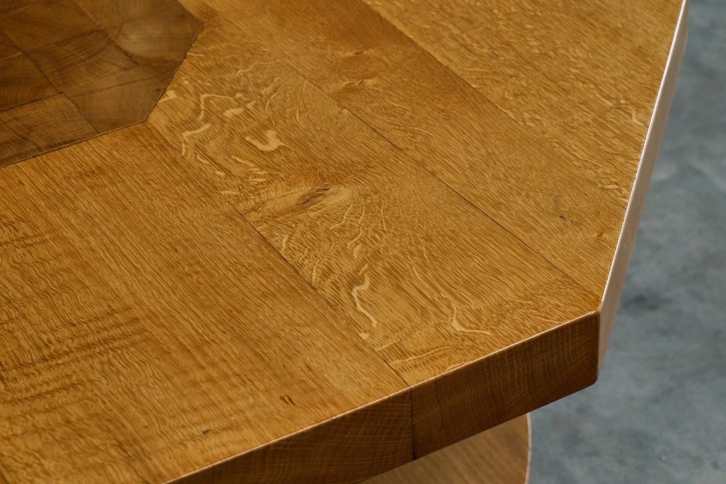 Unique Octagonal Coffee Table in Solid Oak with End Grain Wood, 1950s — in context