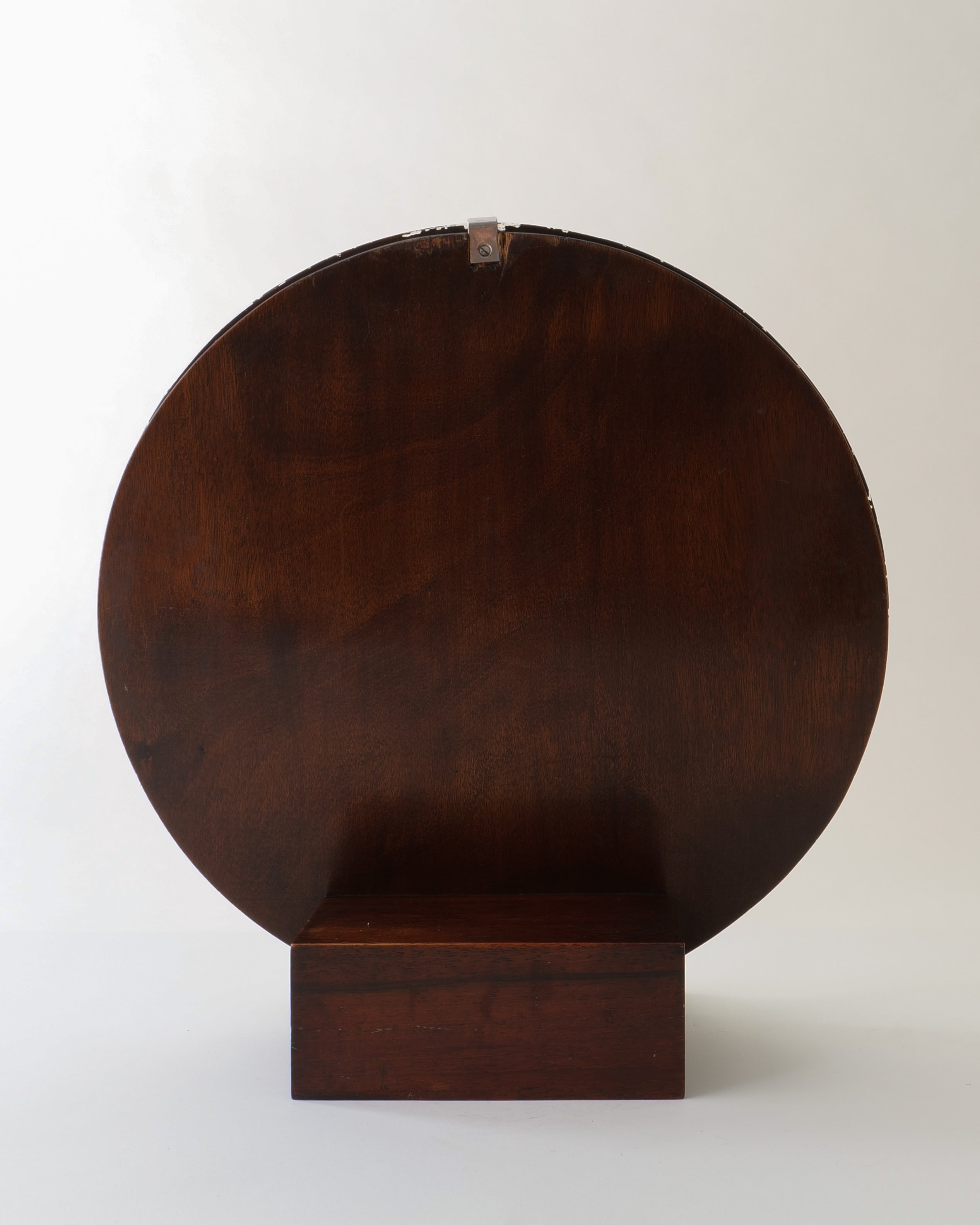 Italian Art Deco Walnut Table Mirror c.1930 — detail view