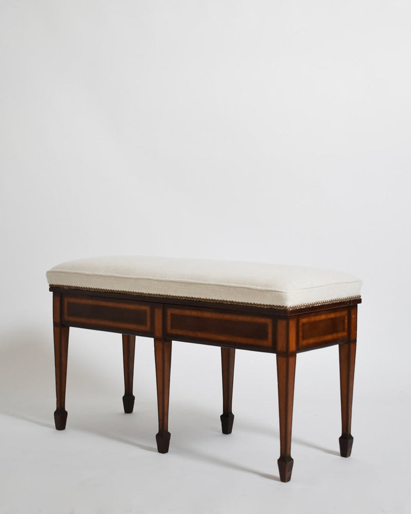 Six legs marquetry bench, XIXth c. by Barracuda Interiors | The Oblist
