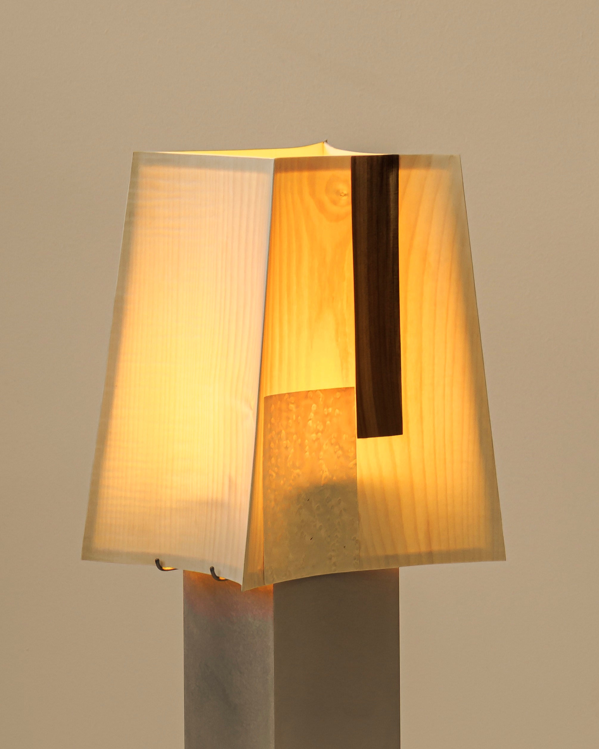 Soft Ply Table Lamp Series — top view of layered wood shade