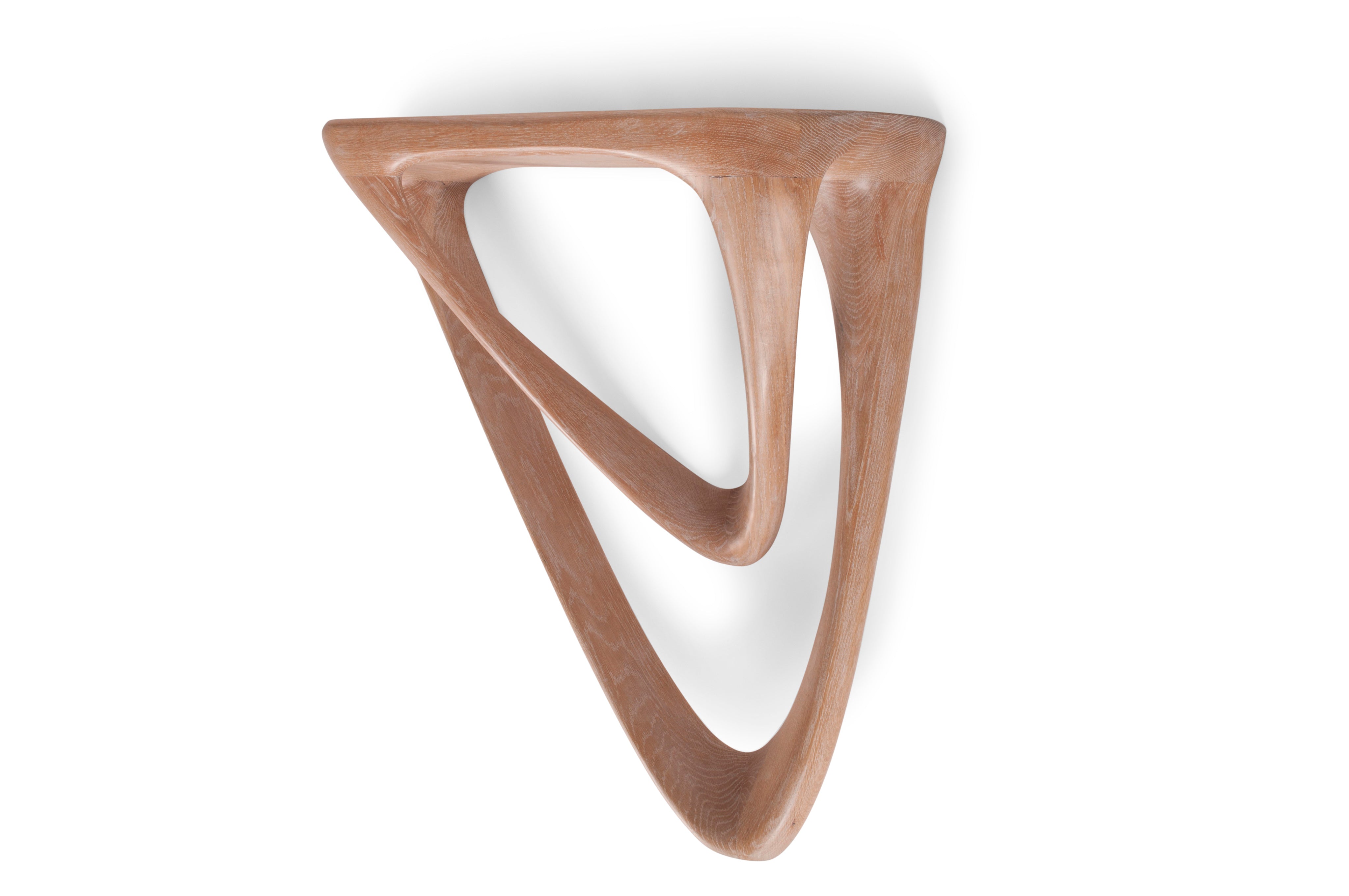 Sculptural Aras Wall mounted console table in White Oak Ceruse — lifestyle setting