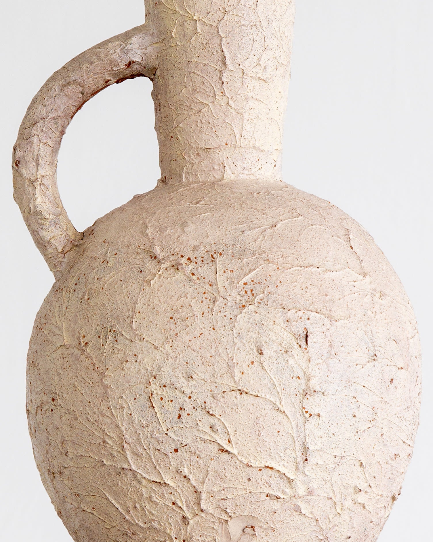 Large Textured Ceramic Floor Vase, 1940s-40s Sweden — top view highlighting textured surface