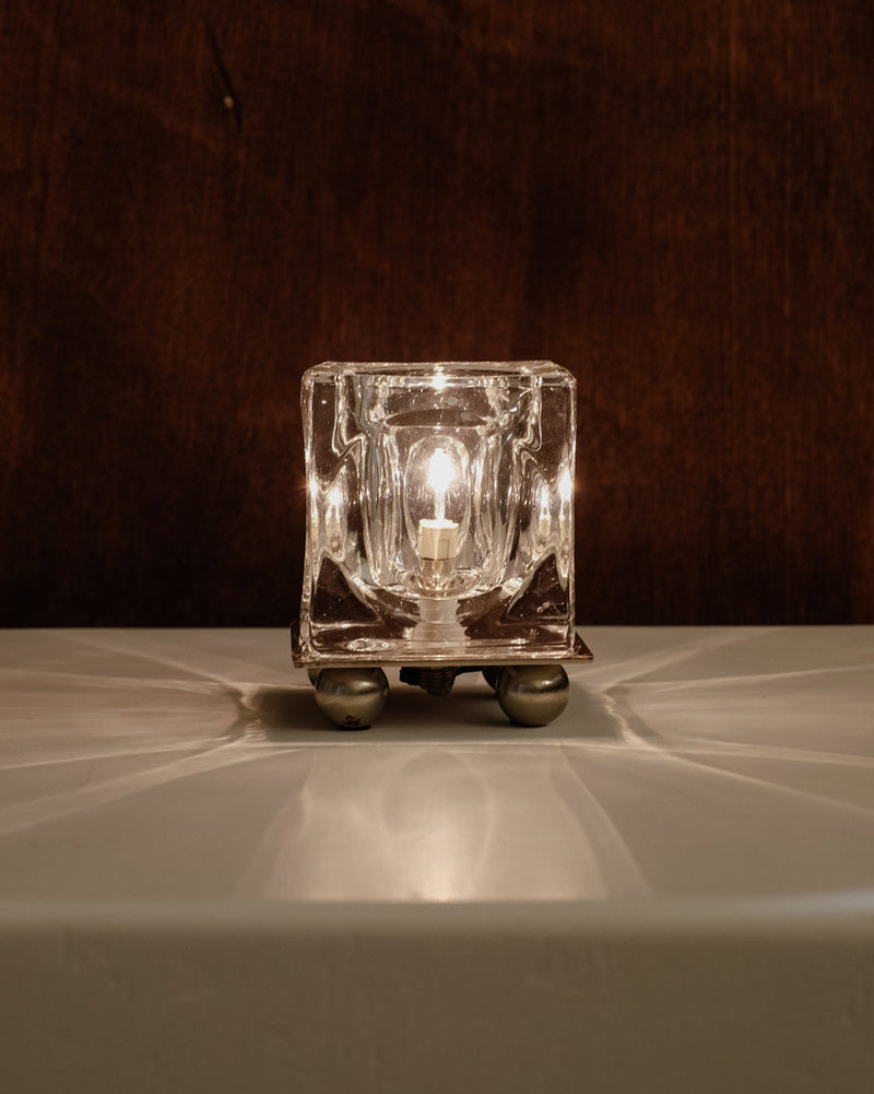 Ice Cube' Table Lamp by septembre studios | The Oblist — clear glass, modern design