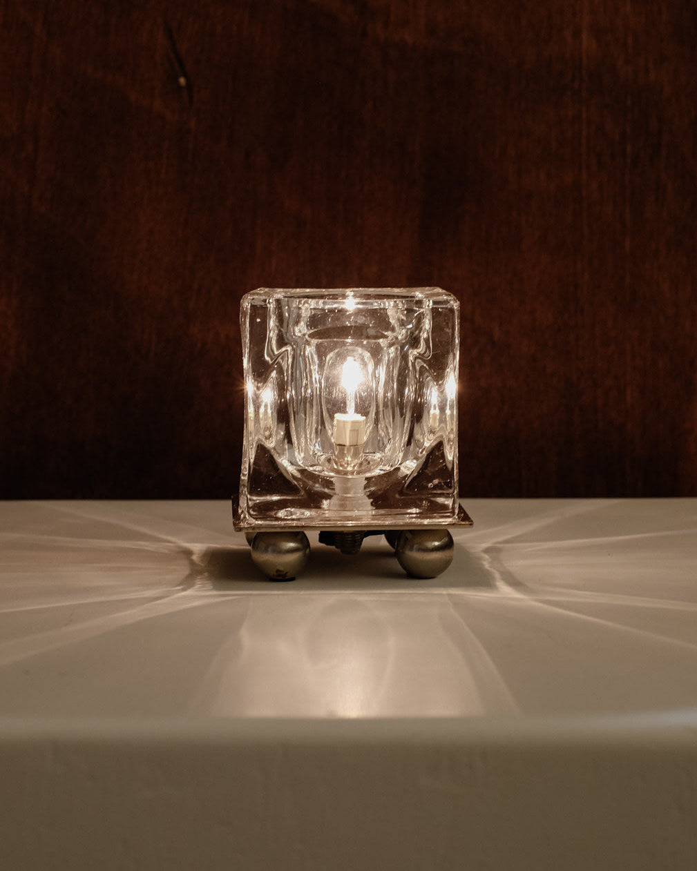 Ice Cube' Table Lamp by septembre studios | The Oblist — clear glass, modern design