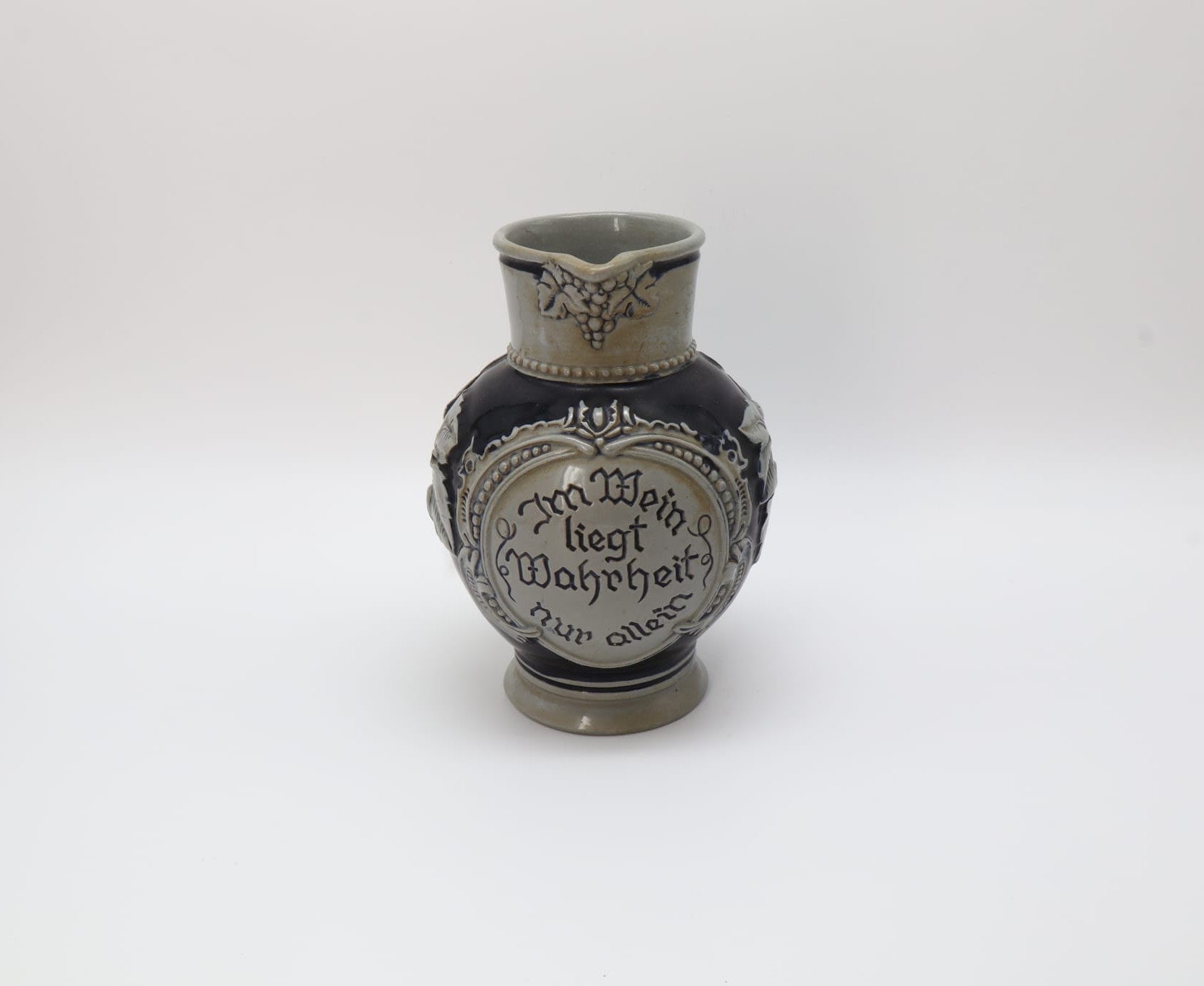 Mid-Century Westerwald Salt-Glazed Wine Jug – Germany (1950s-1970s) by Forma Finds | The Oblist