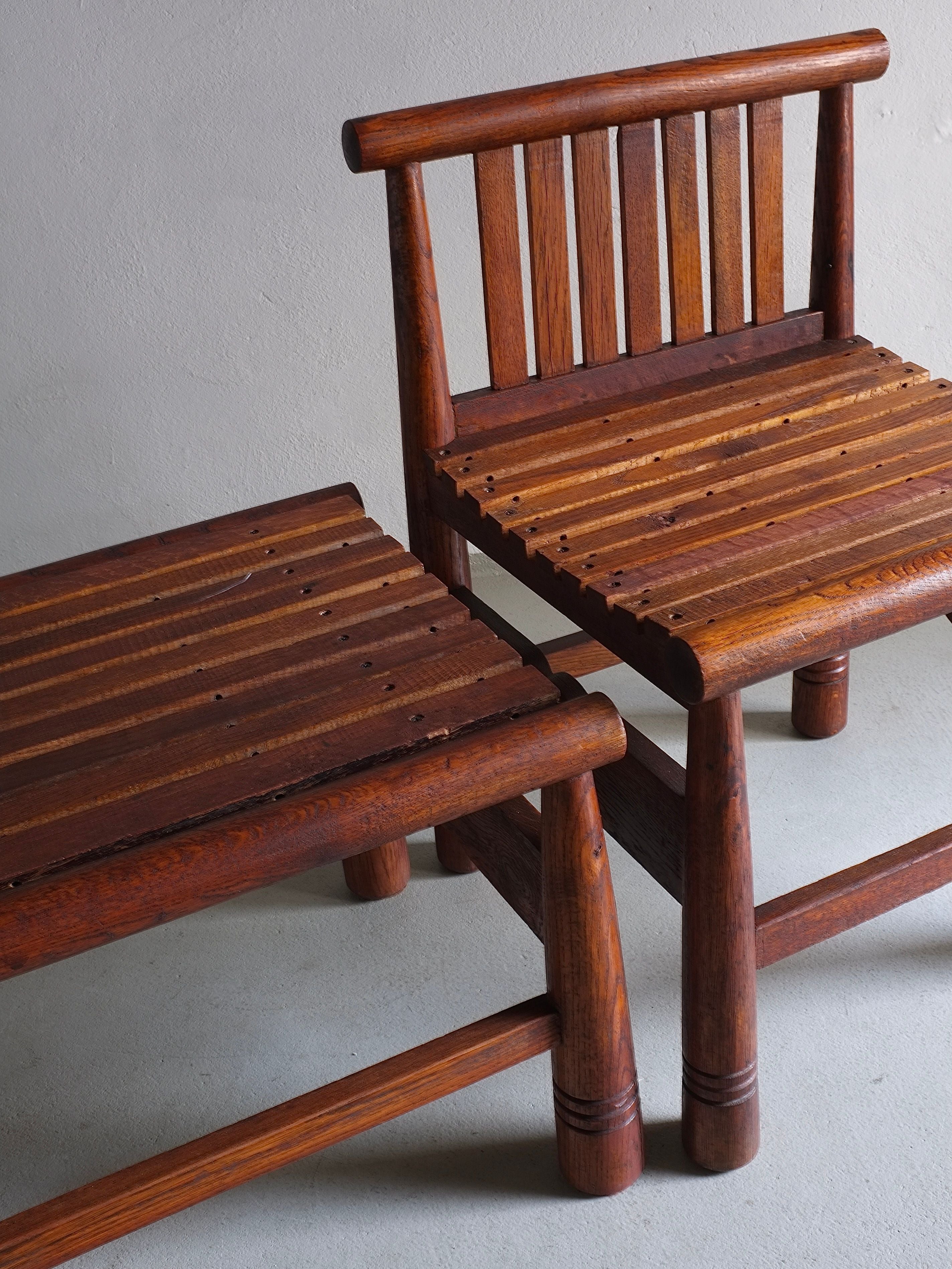 Carved Oak Low Back Chair | France | 1960s — view 10