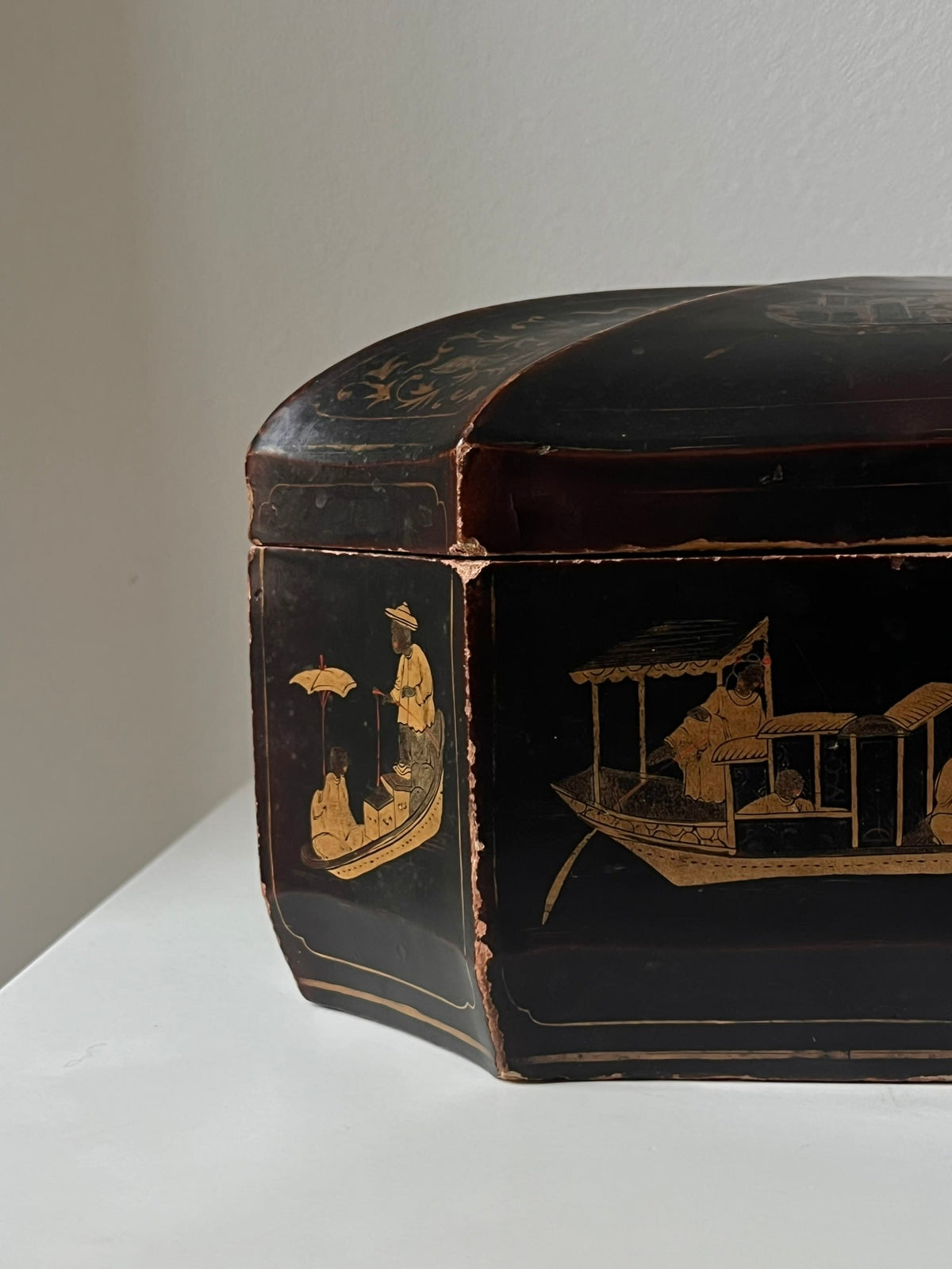 Antique Lacquered Chinese Chest, 1800s — close-up