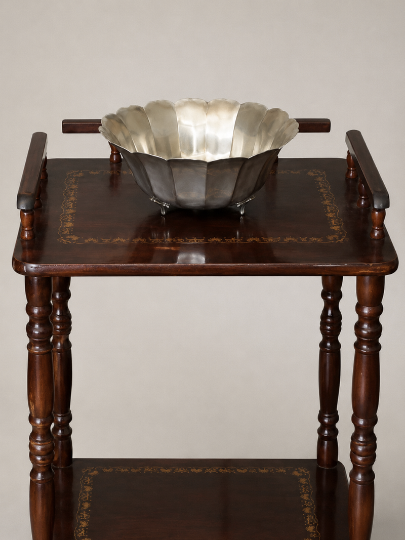 1970s Germany Vintage Wooden Side Table (Telefontisch) — side angle