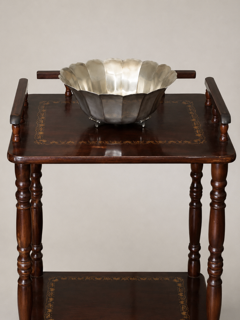 1970s Germany Vintage Wooden Side Table (Telefontisch) — side angle