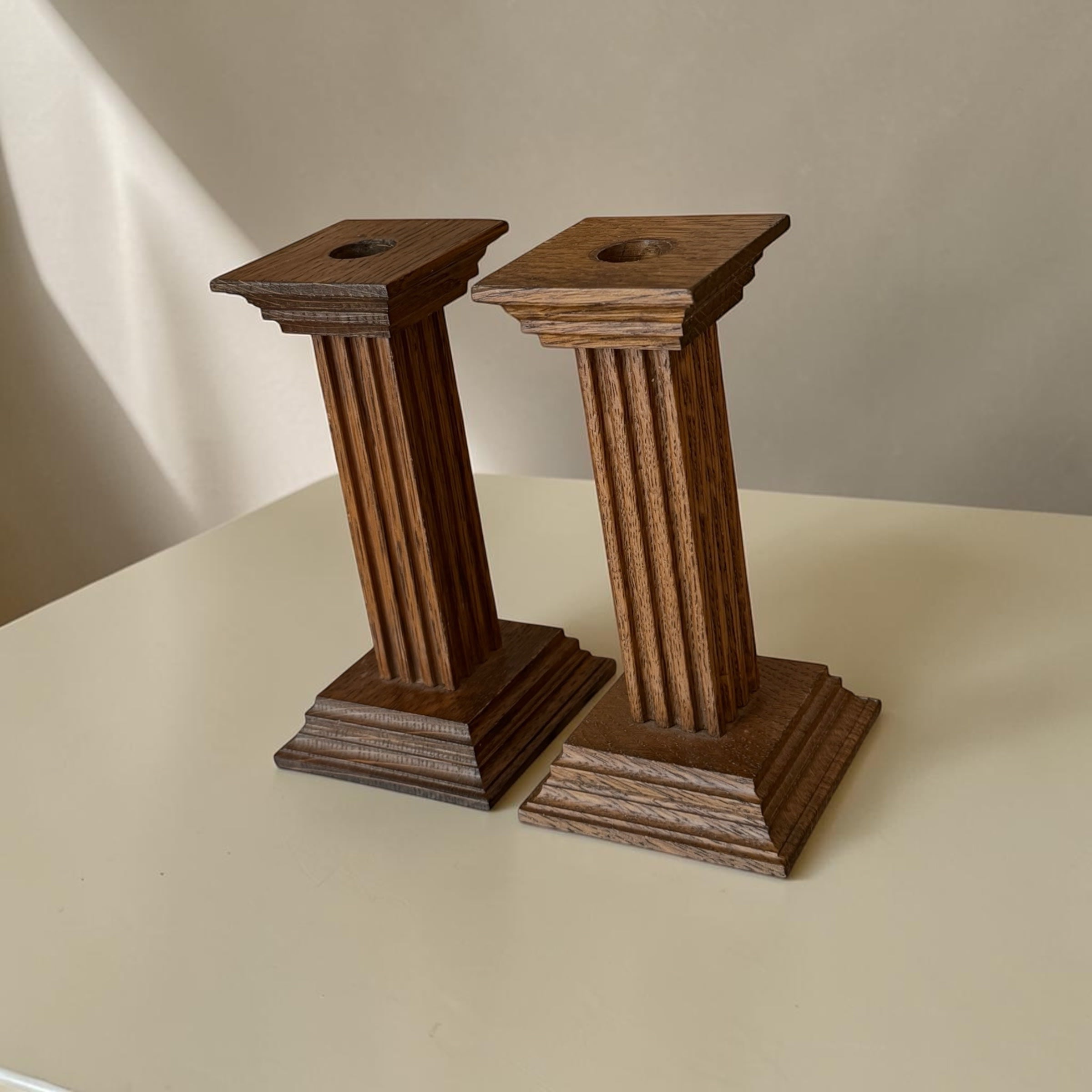 A pair of Dutch Vintage Column Candlesticks by Flock Studio | The Oblist
