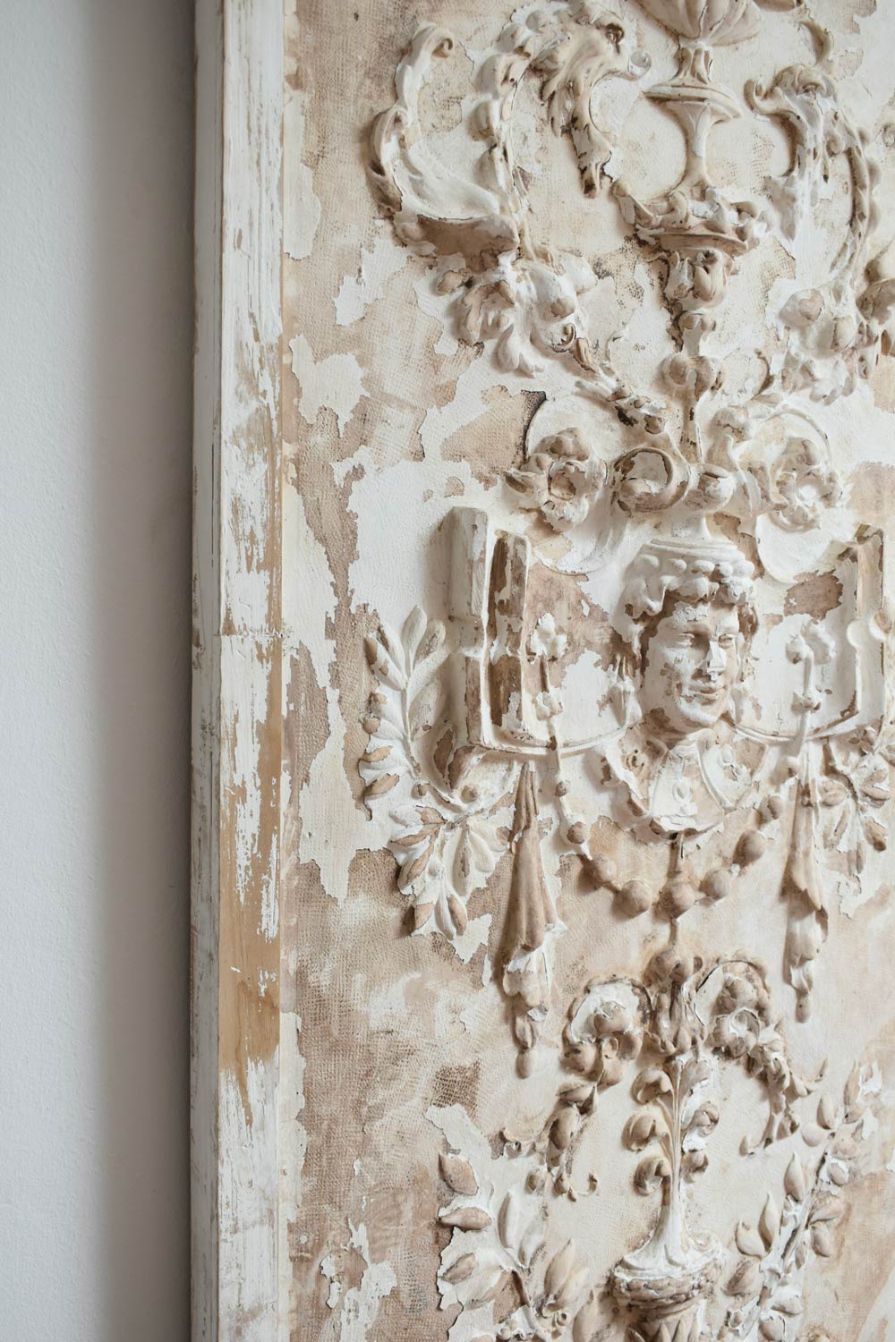 Plaster Stucco and Plaster Low Relief, XIXth c. — top view showing textured surface and aged finish