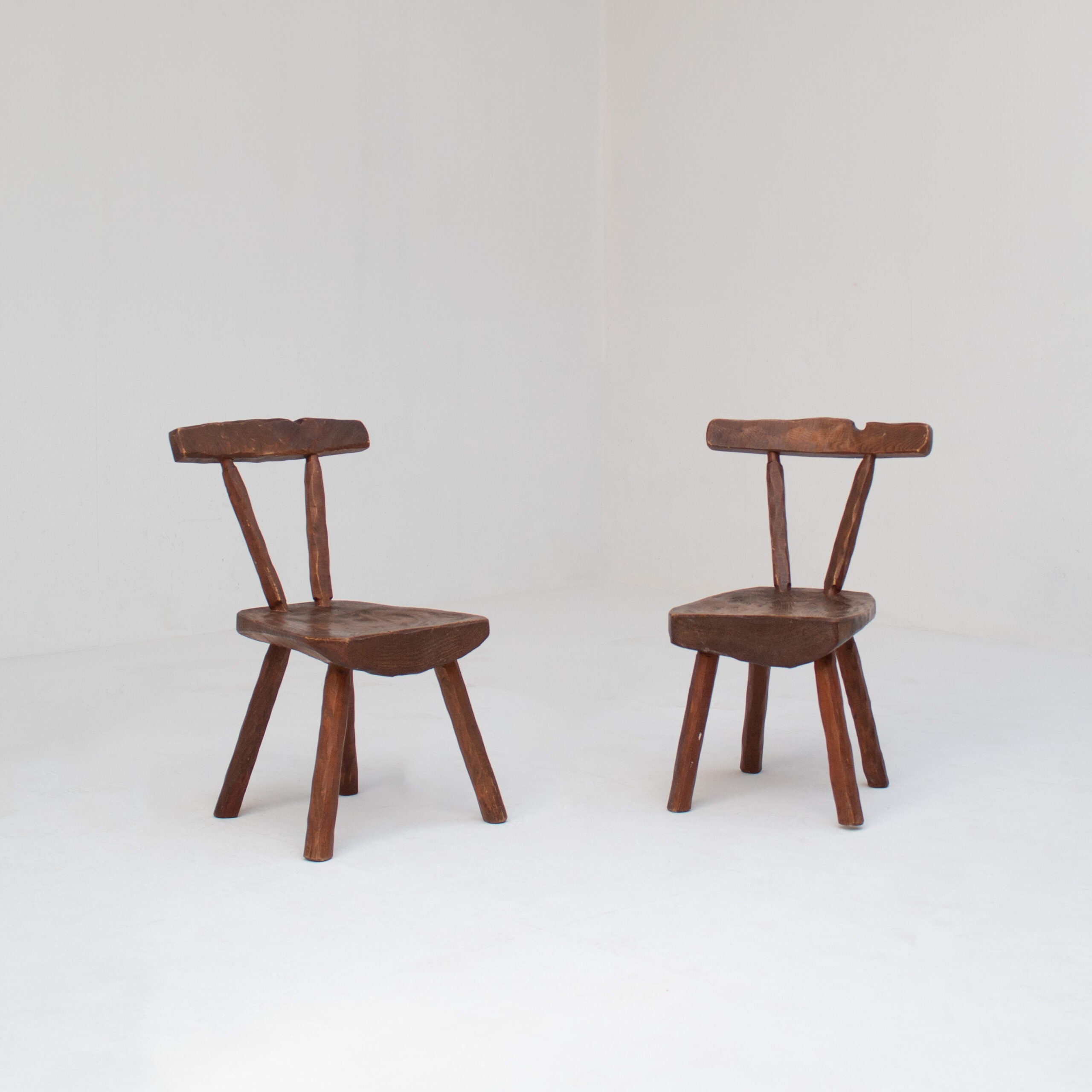 Pair of Vintage Brutalist Oak Chairs — detail view