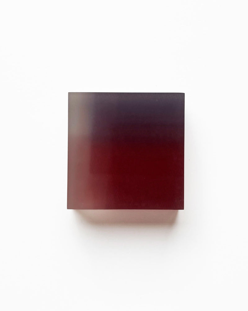 Mid-Century Modern Art Work - MOMENTUM resin with tulle by Marike Andeweg | The Oblist — deep red resin block