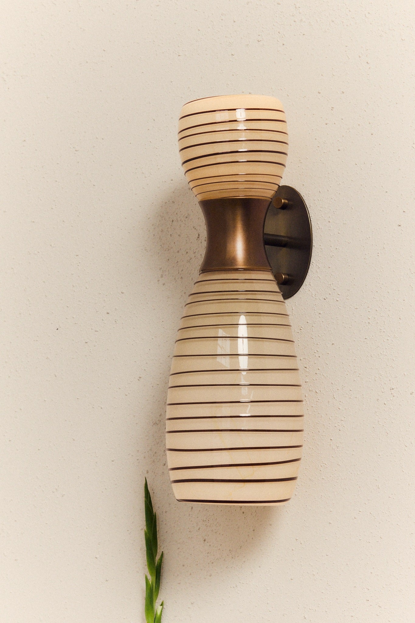 Taff Sconce in Handblown Glass and Brass — side angle