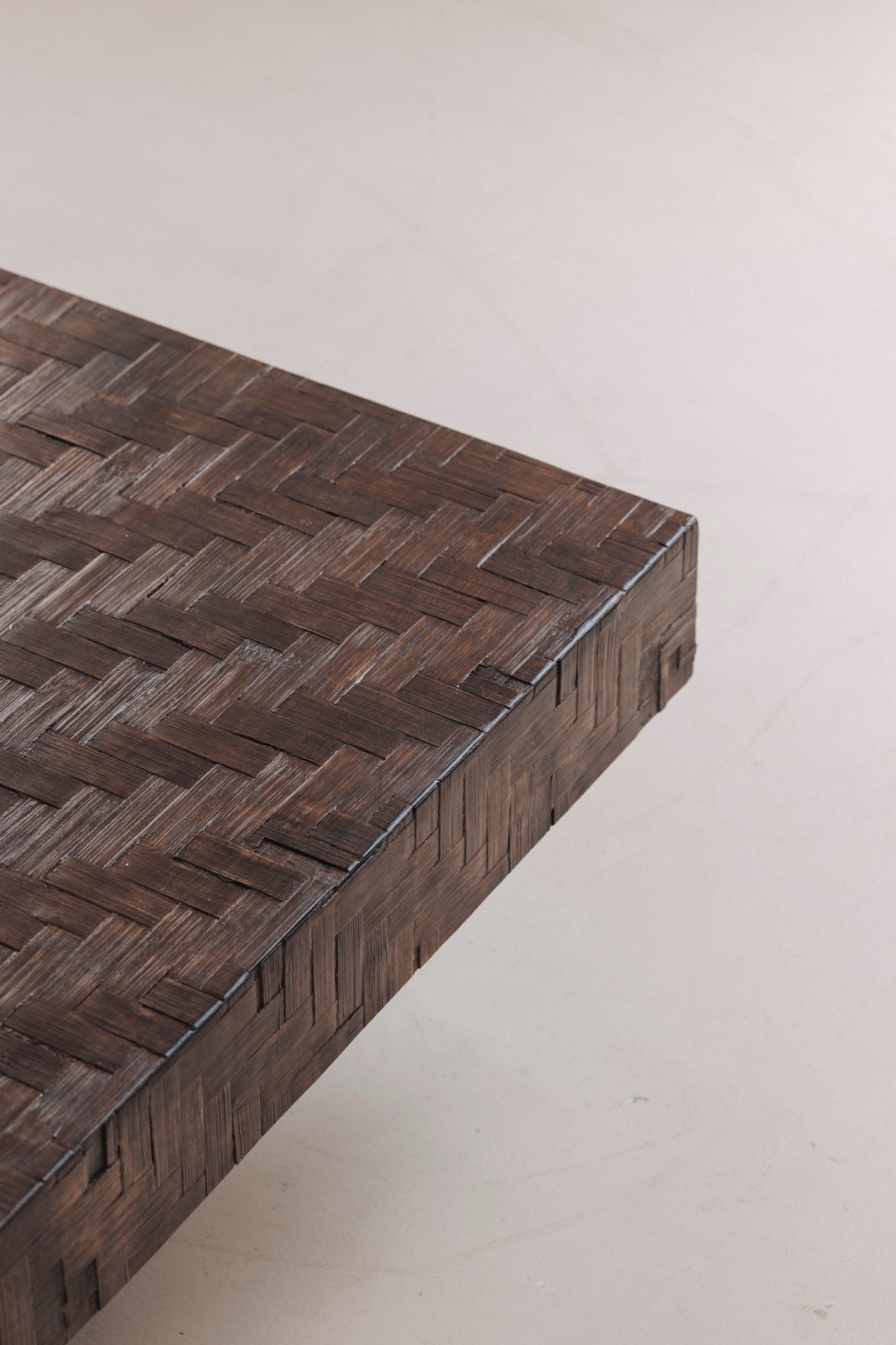 Rectangular Stained Bamboo Coffee Table, France 1960s — close-up